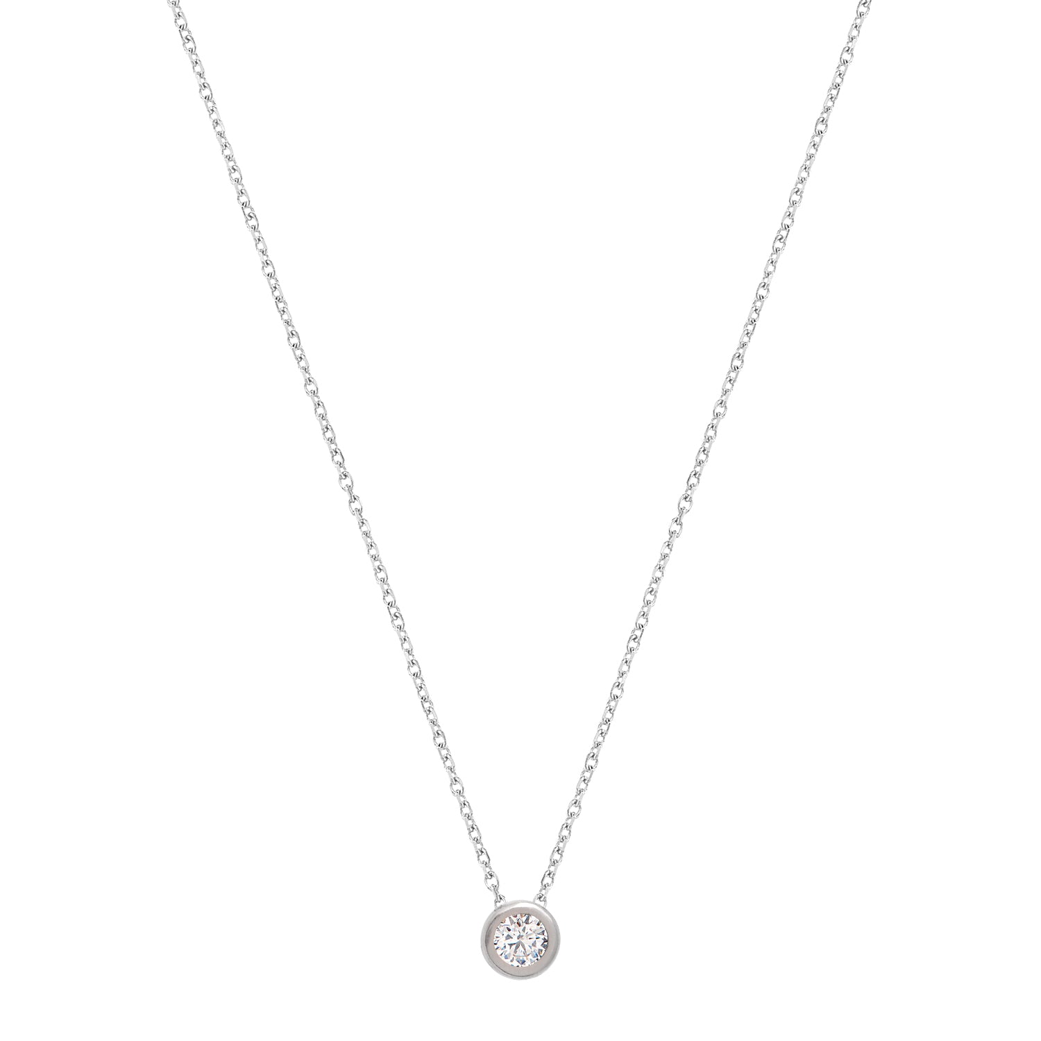 Collar 40+5Cm.Plata.1 circonitas.Rodiado circonita