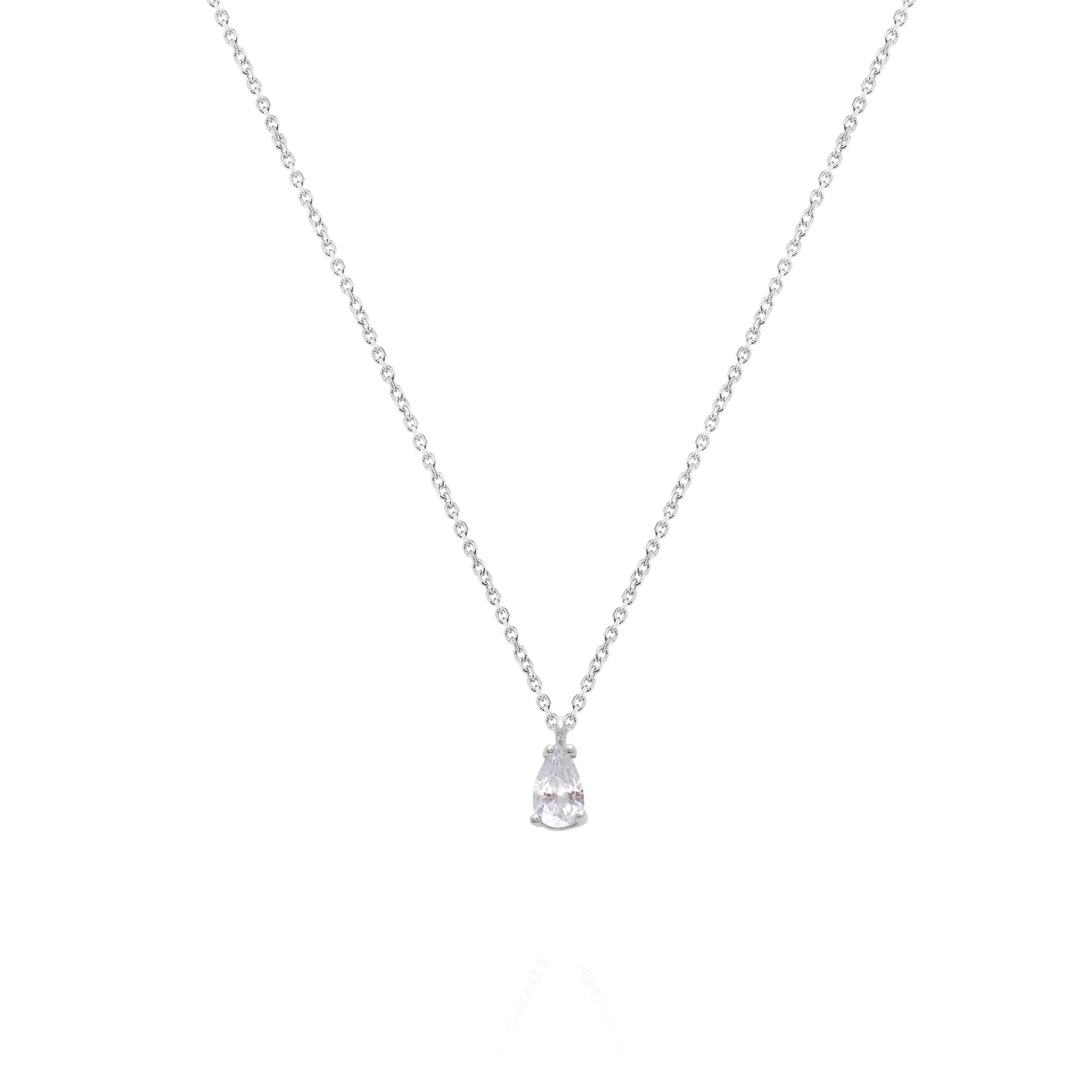 Collar 40+5Cm.Plata.Lágrima.Rodiado blanca.
