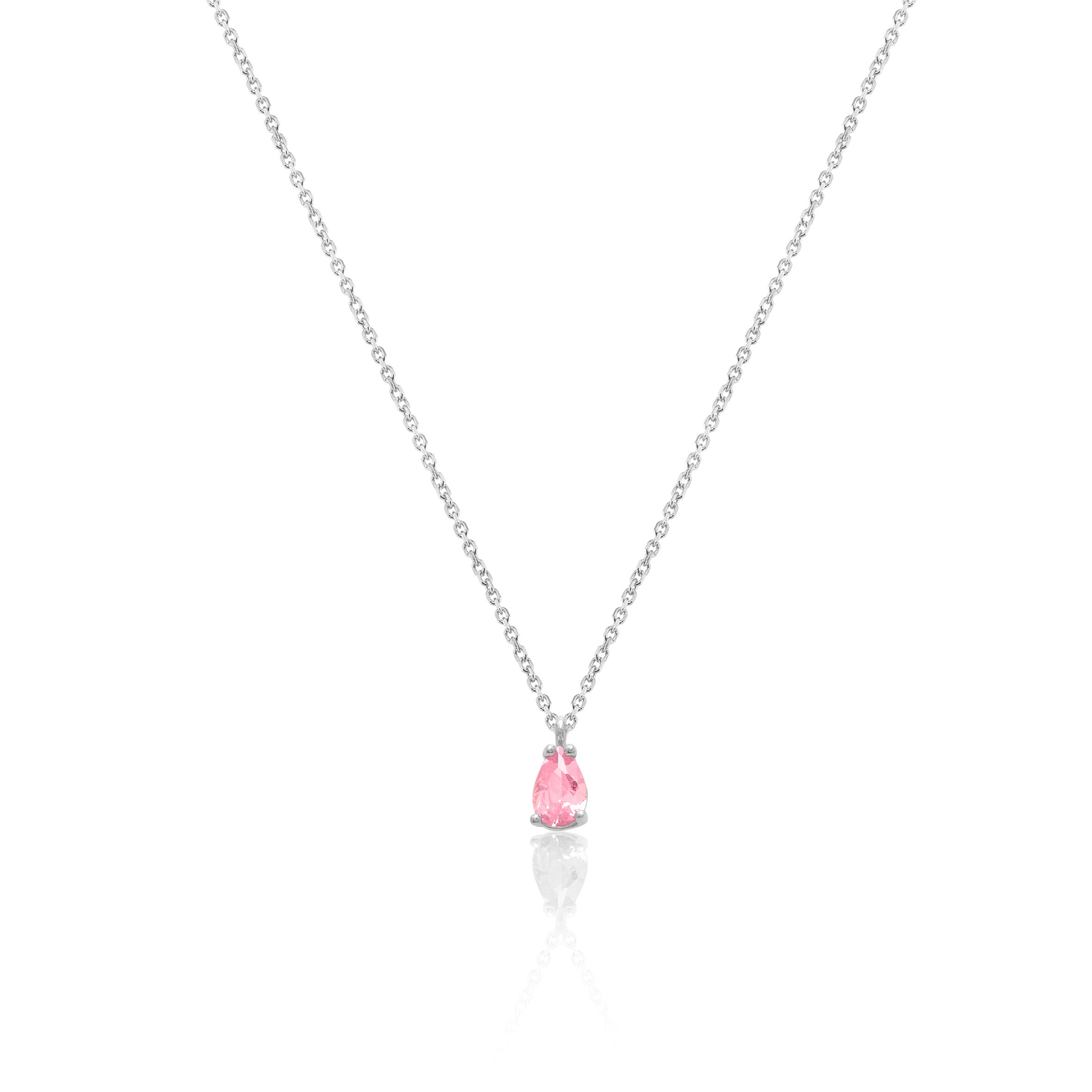 Collar 40+5Cm.Plata.Lágrima.Rodiado rosa.