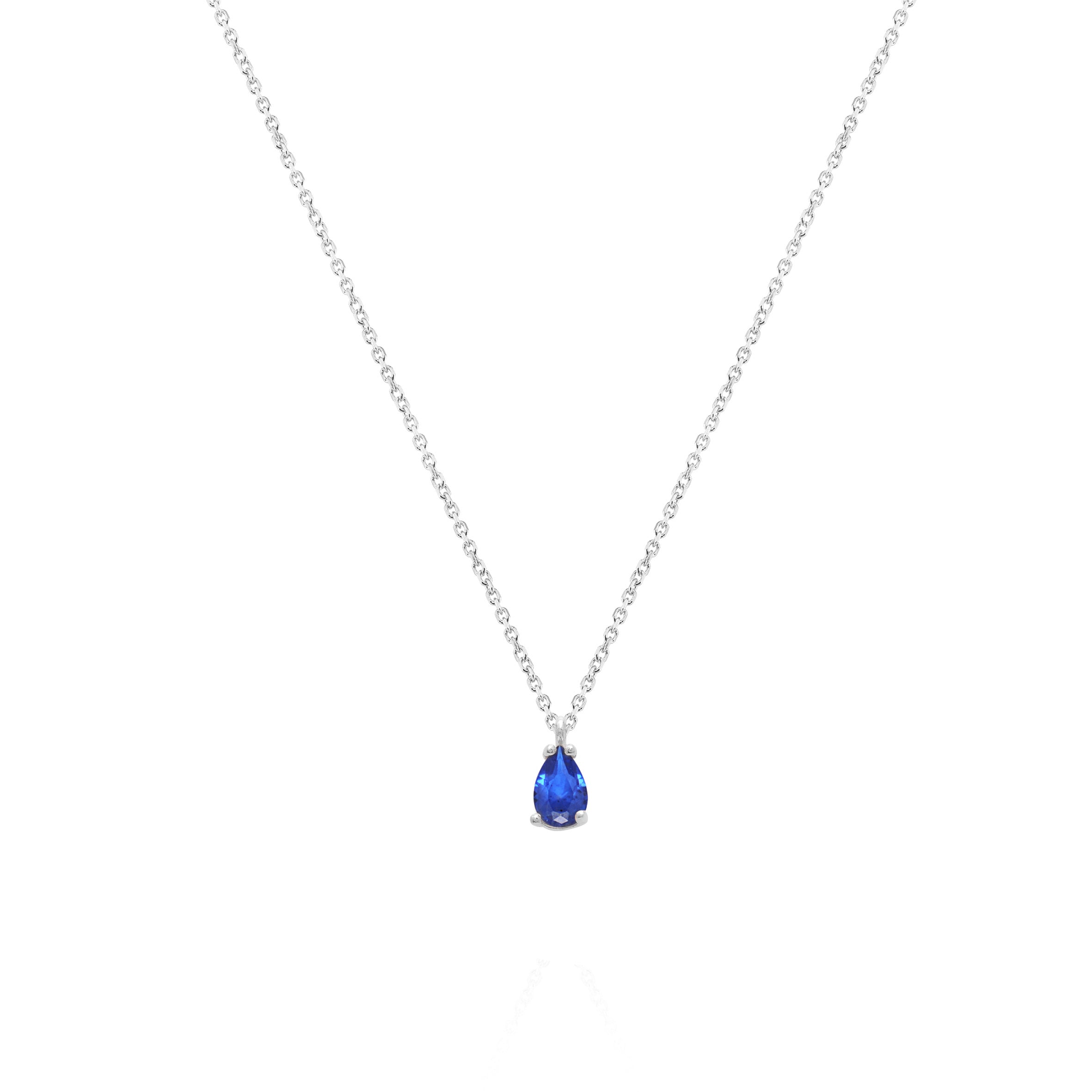 Collar 40+5Cm.Plata.Lágrima.Dorado azul.