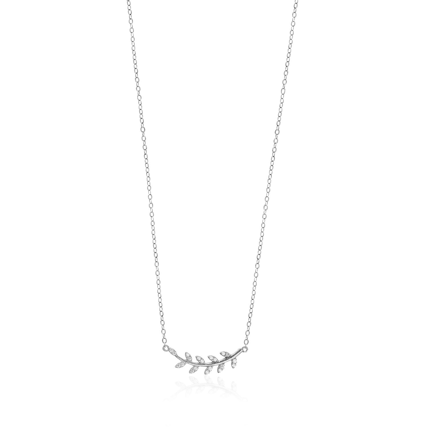 Collar 40+5Cm.Plata.Rama.Rodiado blanca.