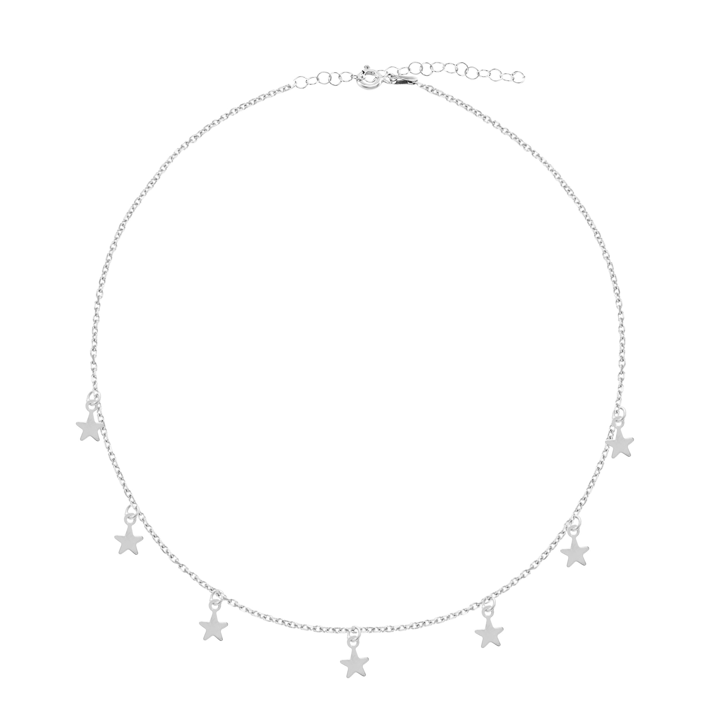 Collar 40+5Cm.Plata.Rodiado estrellas.