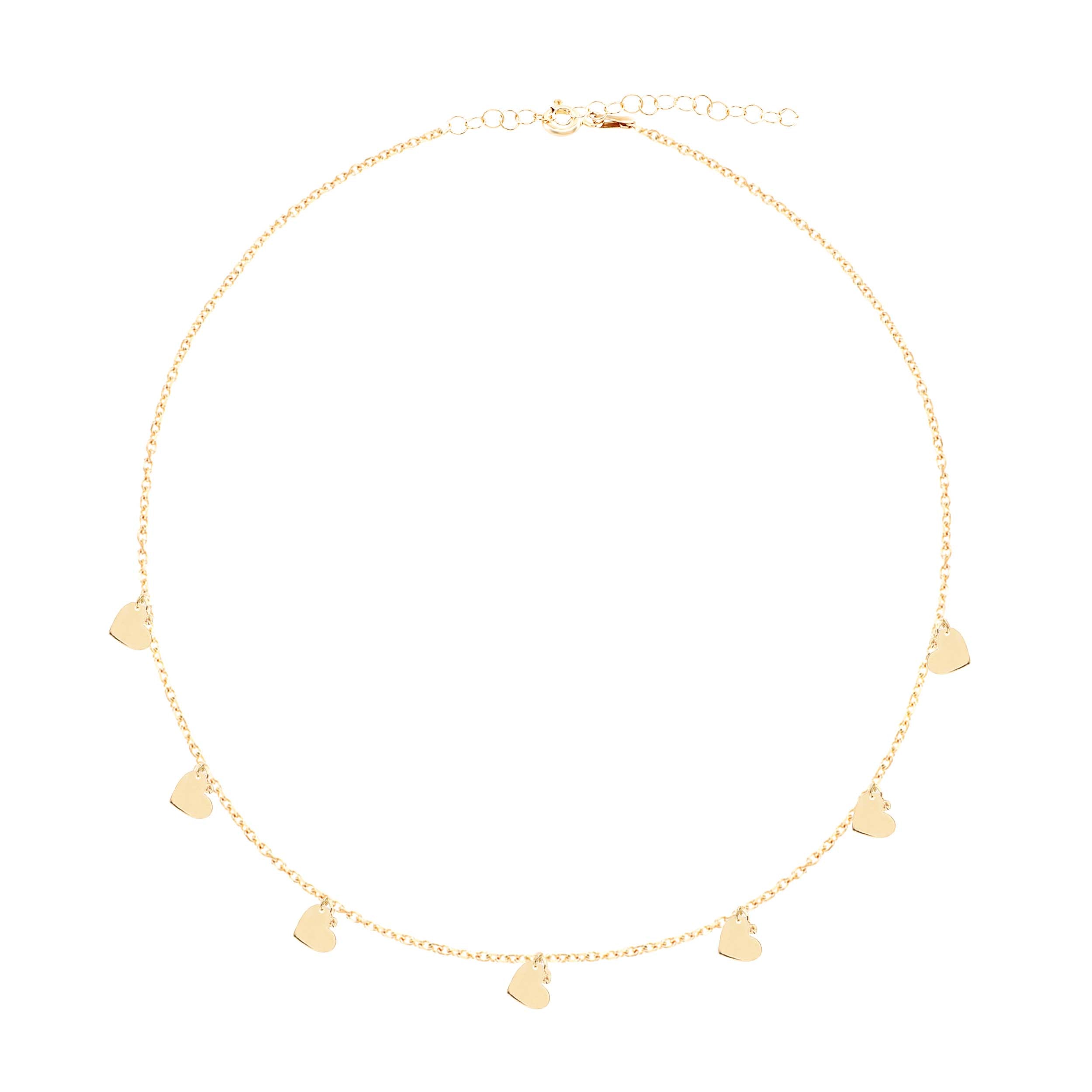 Collar 40+5Cm.Plata.Dorado corazones.