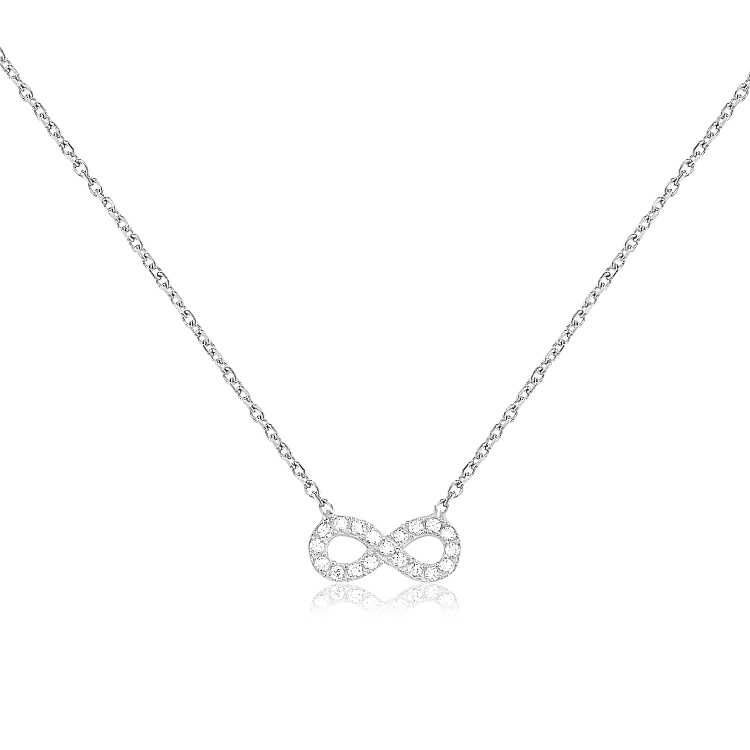 Collar 40+5Cm.Plata.Mini infinito.Rodiado blanco.
