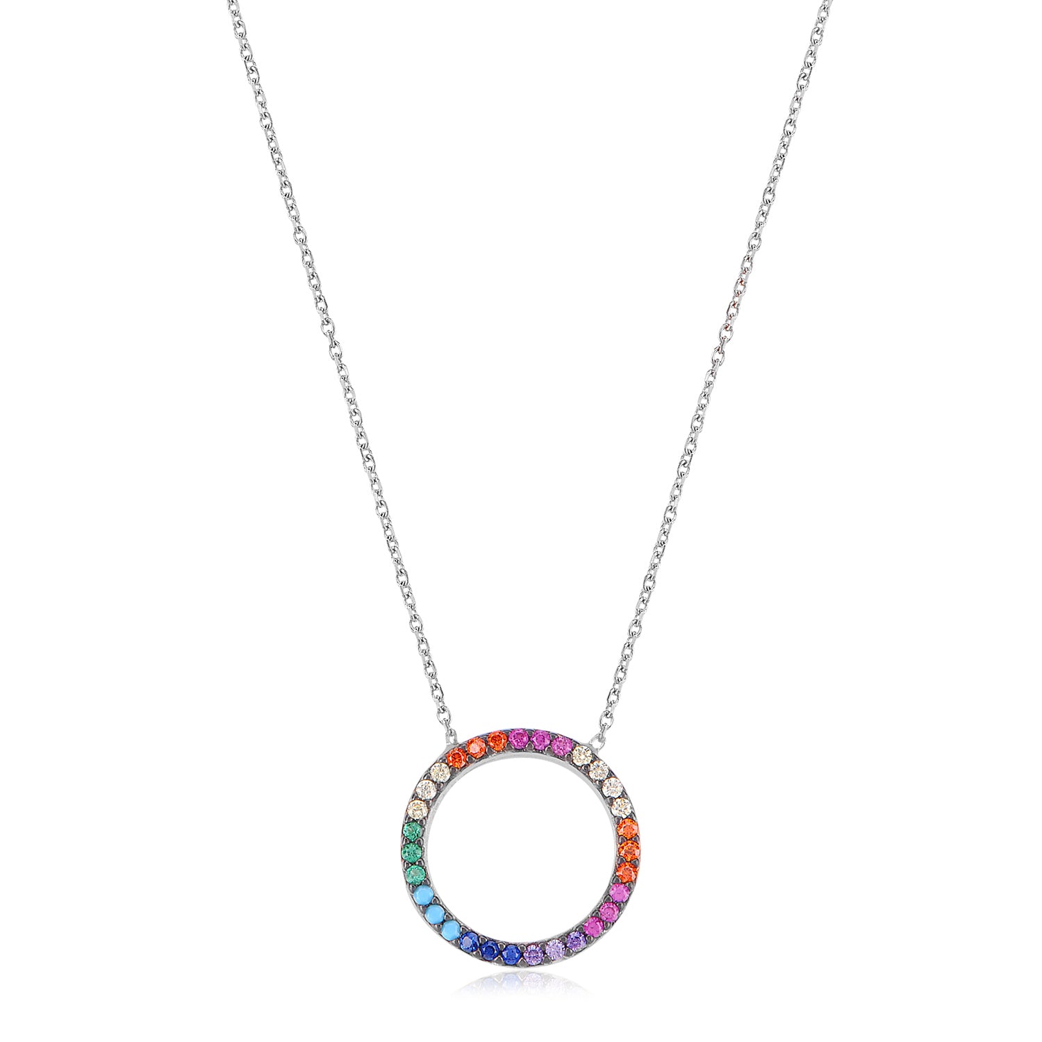 Collar 40+5Cm.Plata.1 aro.Rodiado multicolor