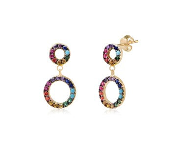 Collar.Plata.2 aros.Dorado multicolor