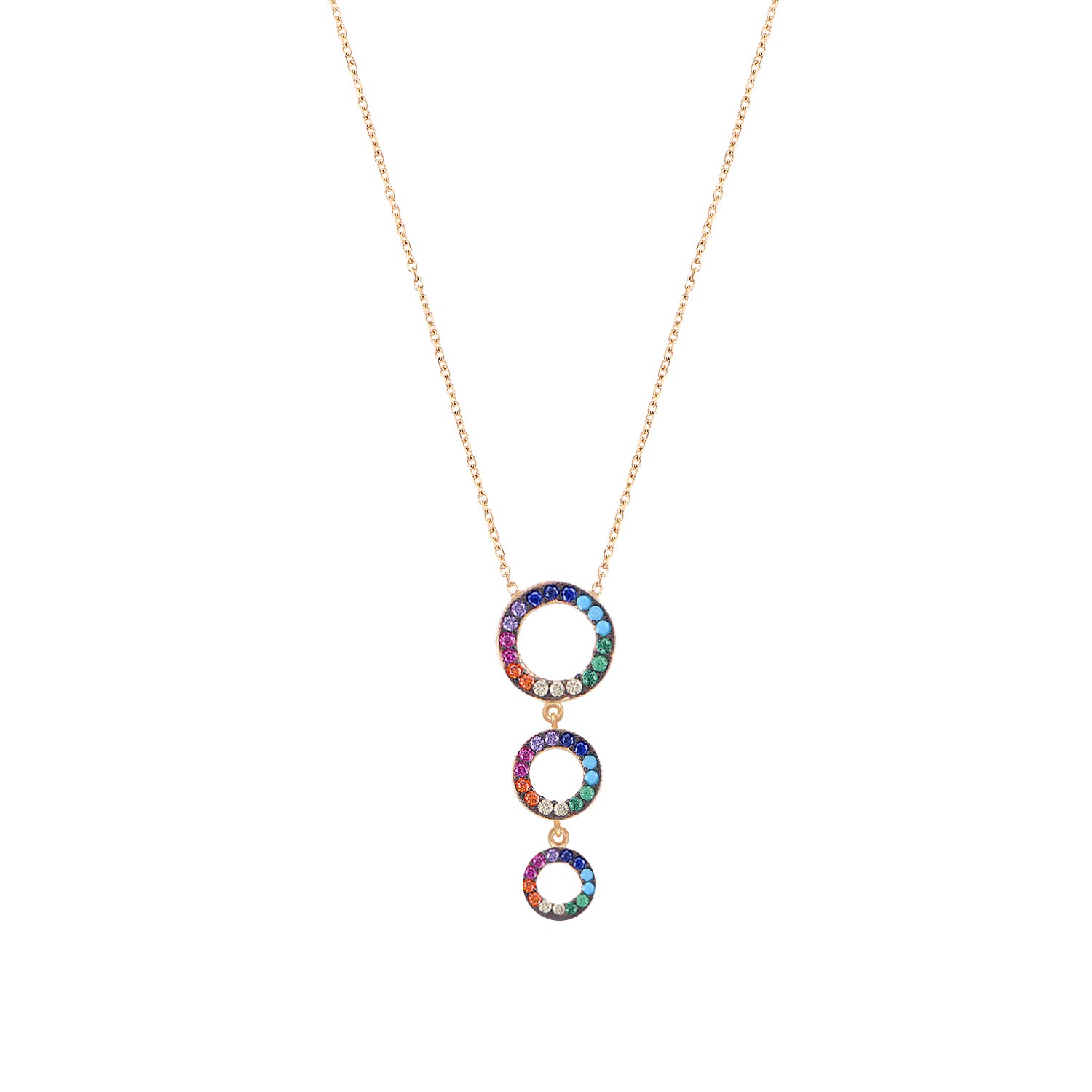 Collar 40+5Cm.Plata.3 aros.Dorado multicolor.