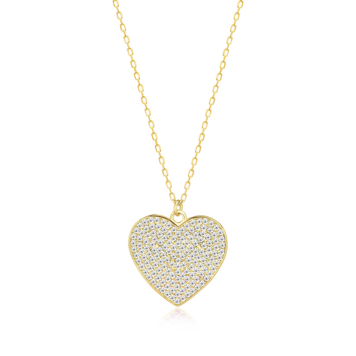 Collar 40+5Cm.Plata.Corazón.Dorado blanco.