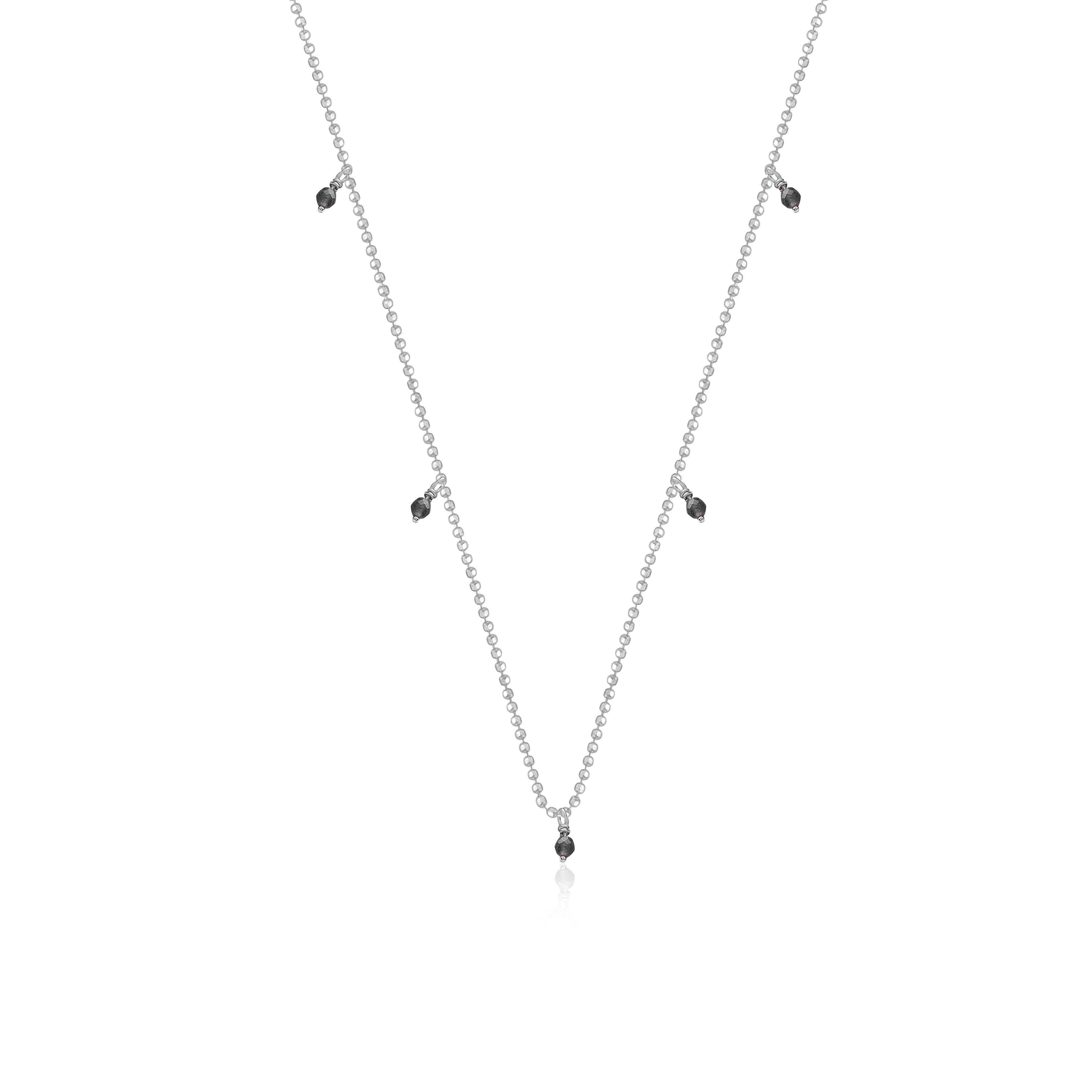 Collar 40+5Cm.Plata.Piedras.Rodiado negro.