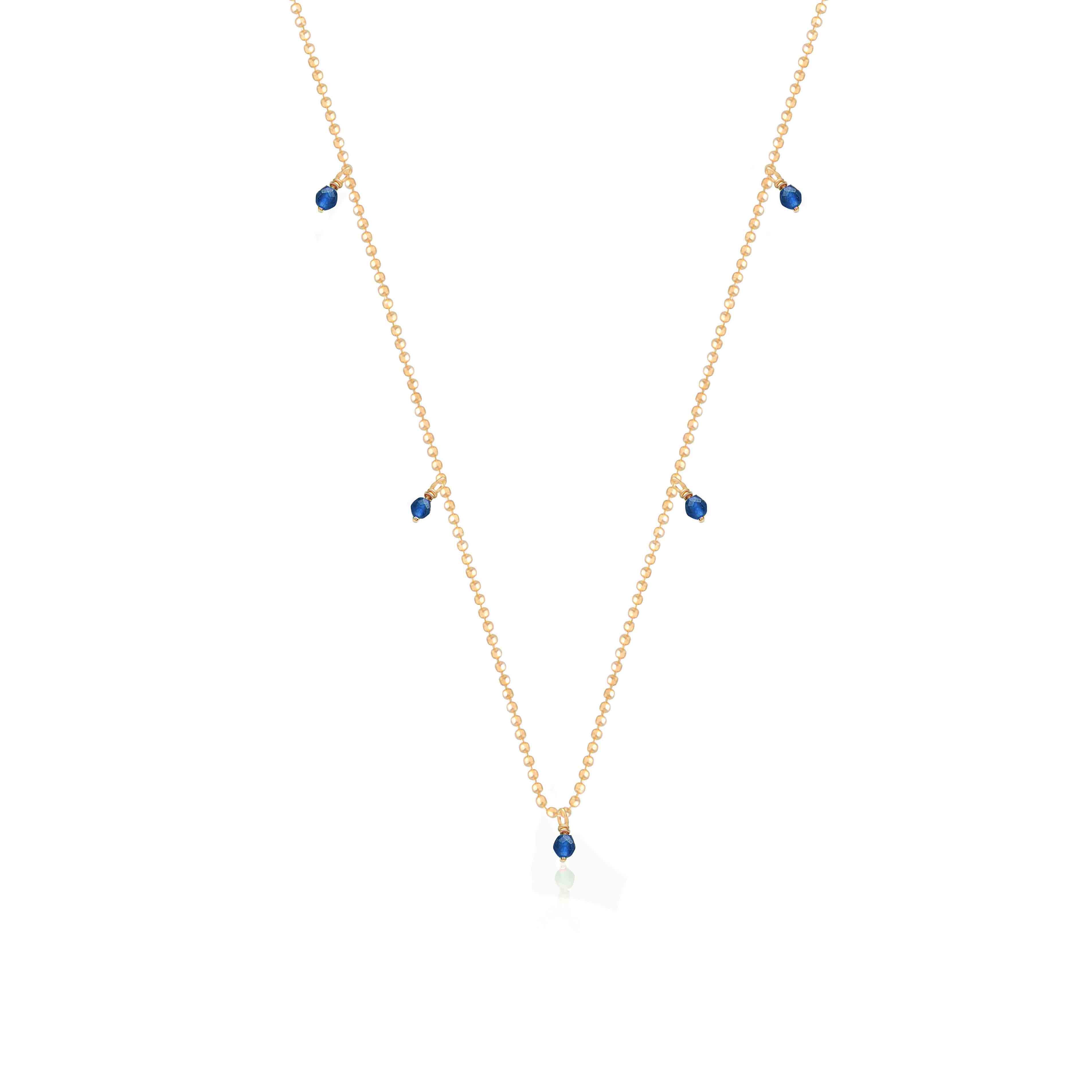 Collar 40+5Cm.Plata.Piedras.Dorado azul.