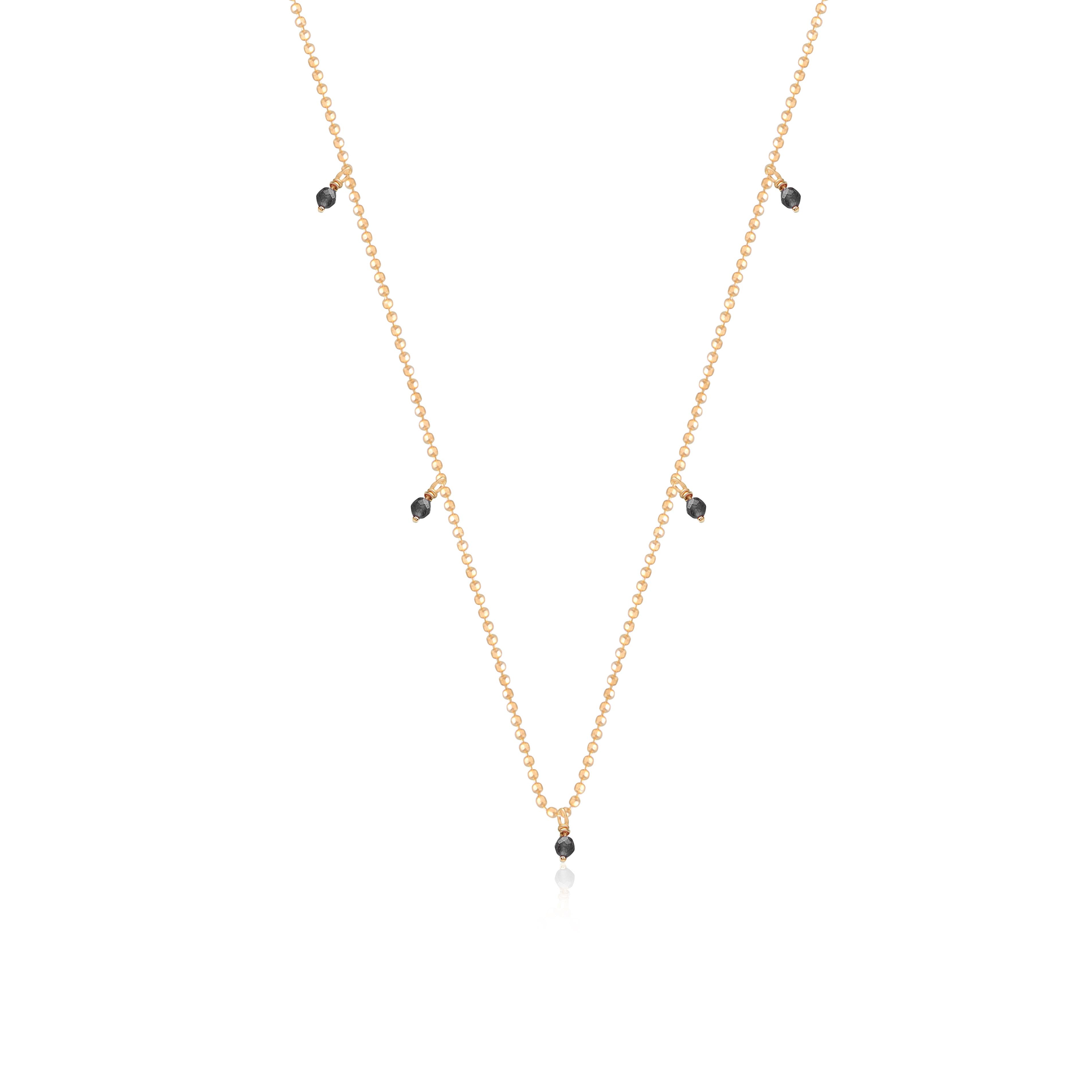 Collar 40+5Cm.Plata.Piedras.Dorado negro.