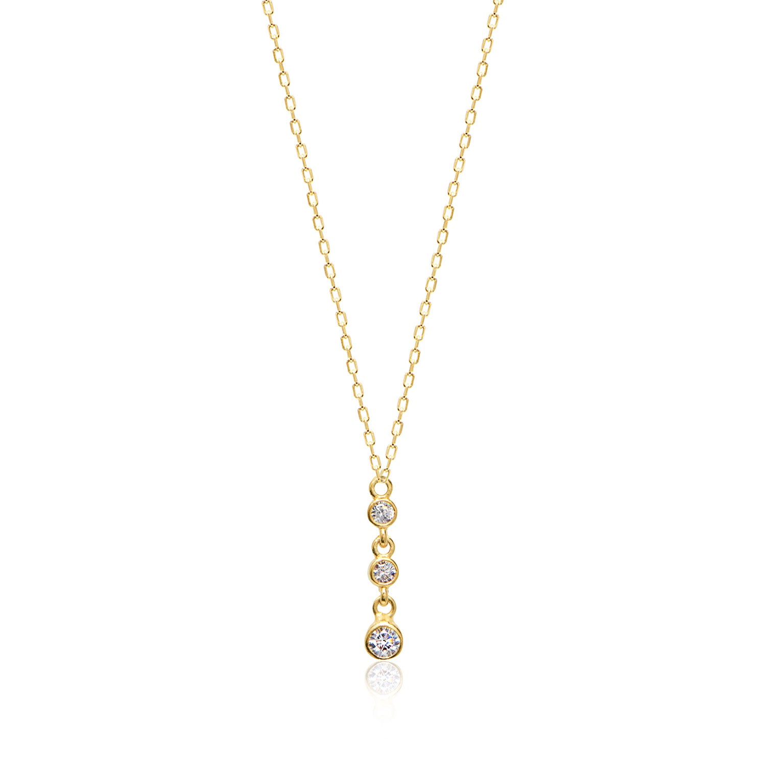 Collar16+3Cm.Plata.3 Piedras.Dorado blanco.