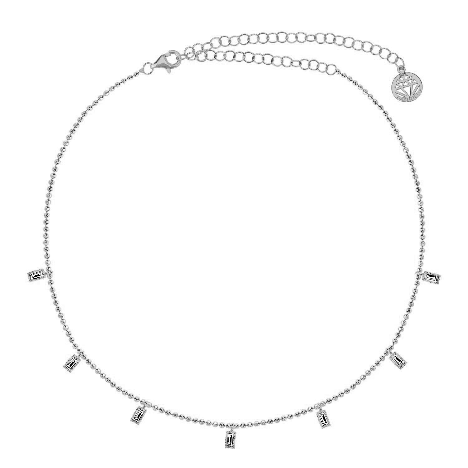 Collar 40+5Cm.Plata.Piedras.Rodiado blanco.