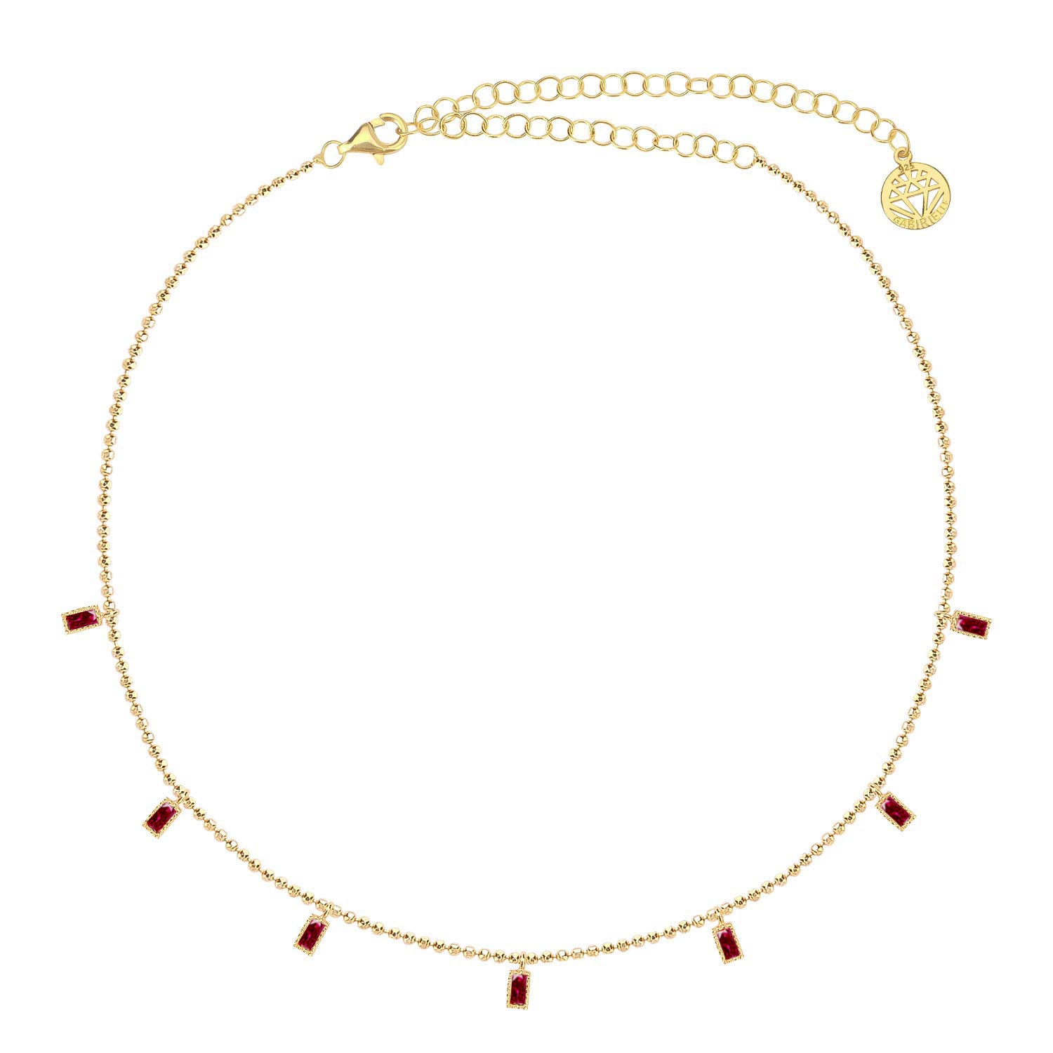 Collar 40+5Cm.Plata.Piedras.Dorado rojo.