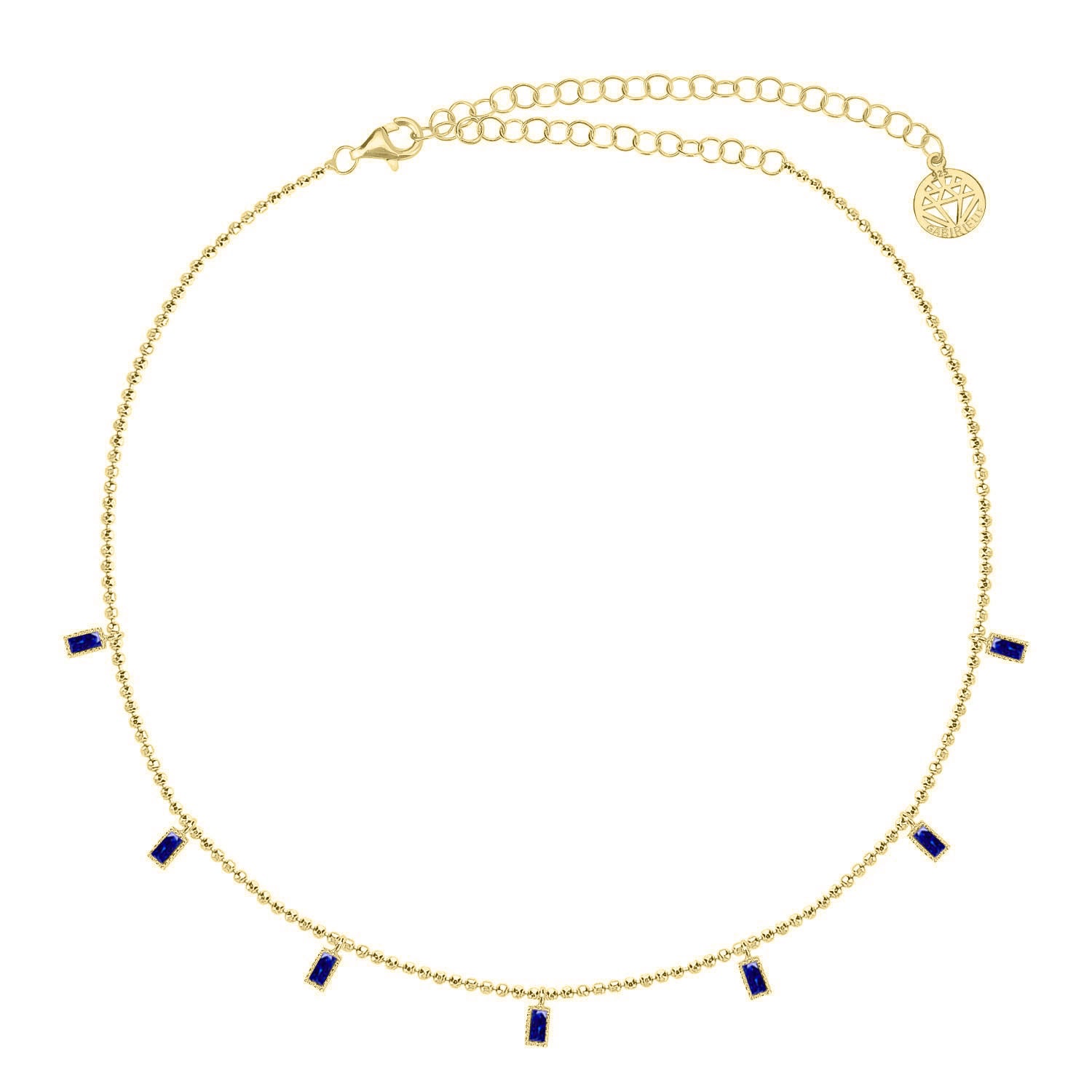 Collar 40+5Cm.Plata.Piedras.Dorado azul.