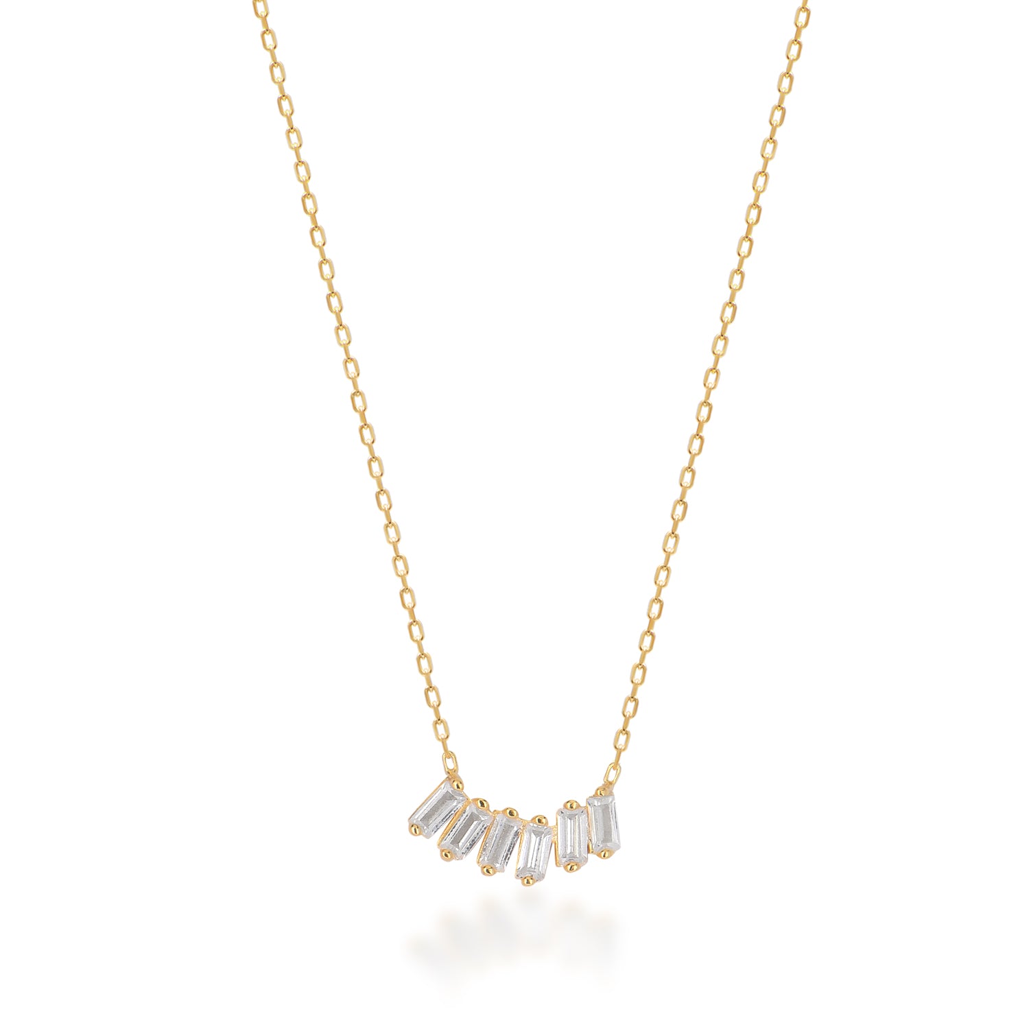 Collar 40+5Cm.Plata.6 piedras.Dorado blanco.
