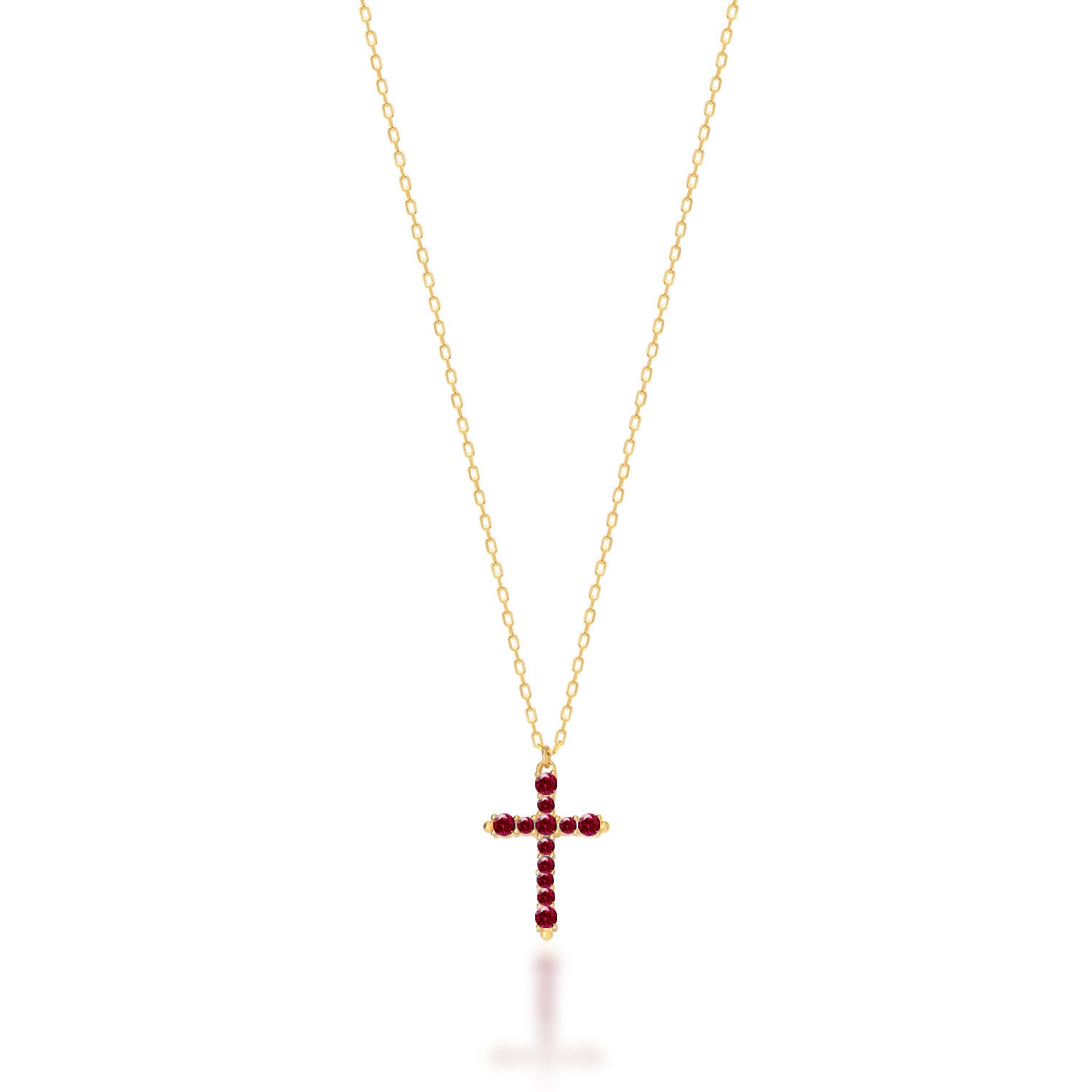 Collar 40+5Cm.Plata.Cruz piedras.Dorado rojo.