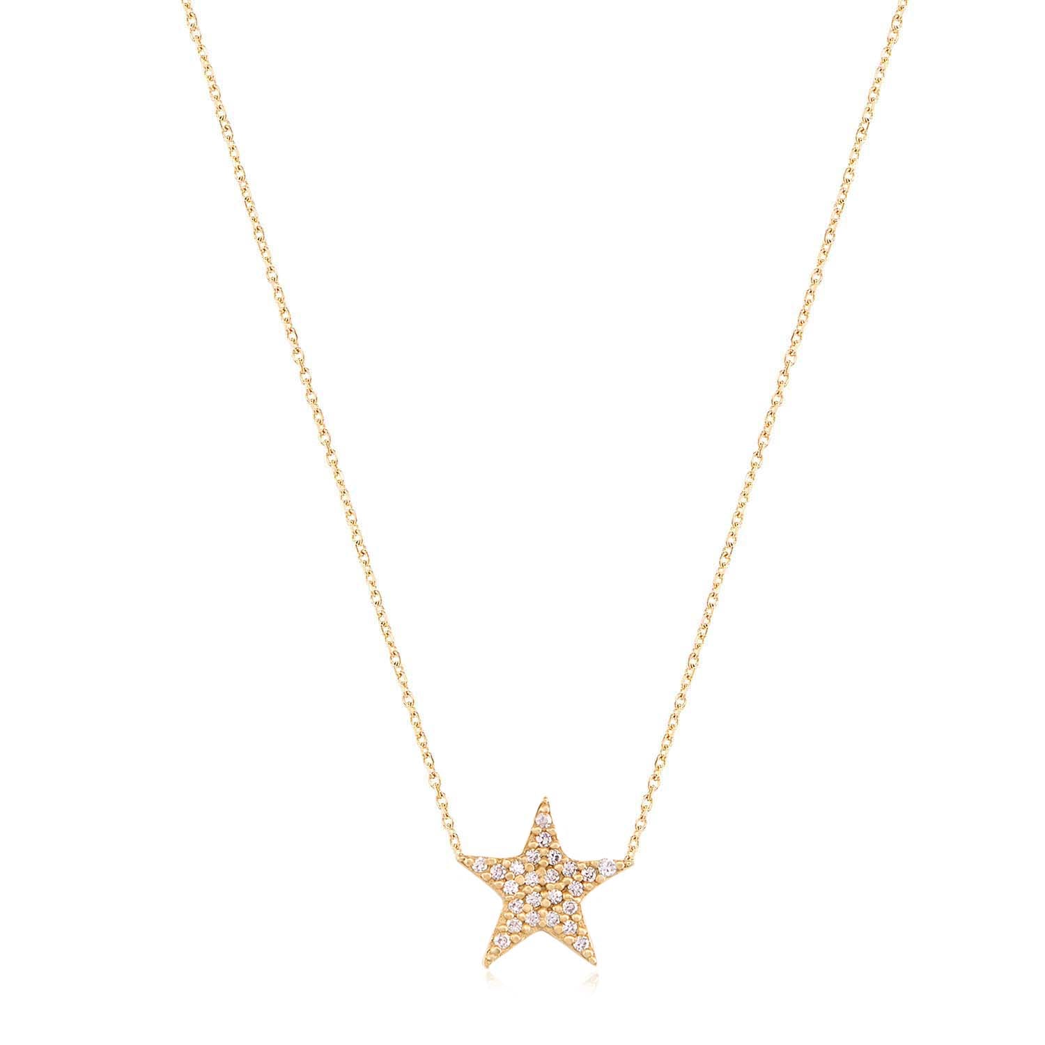Collar 40+5Cm.Plata.Estrella piedras.Dorado blanco