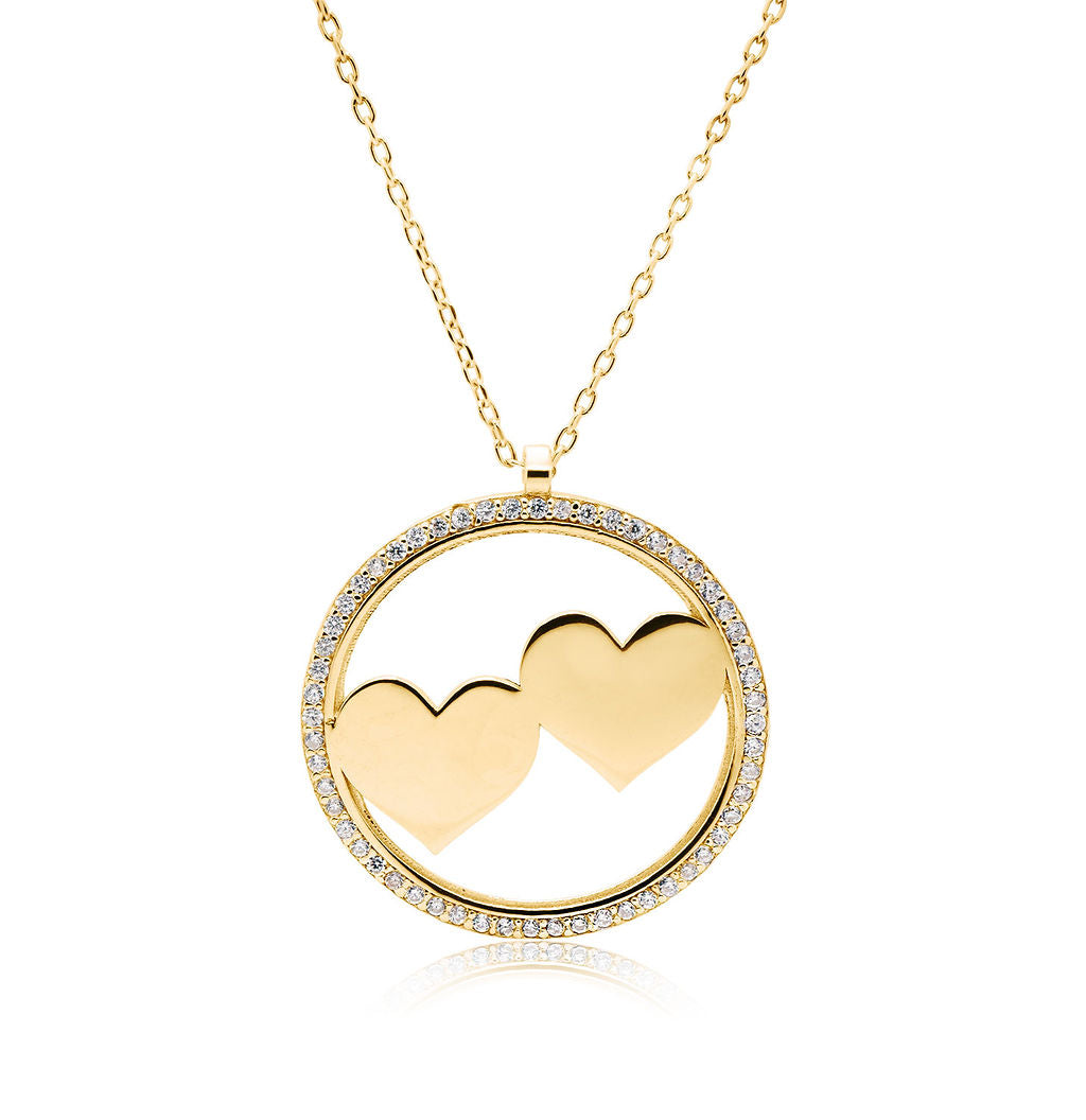 Collar.Plata 925 Dorada Corazones 2 40+5C