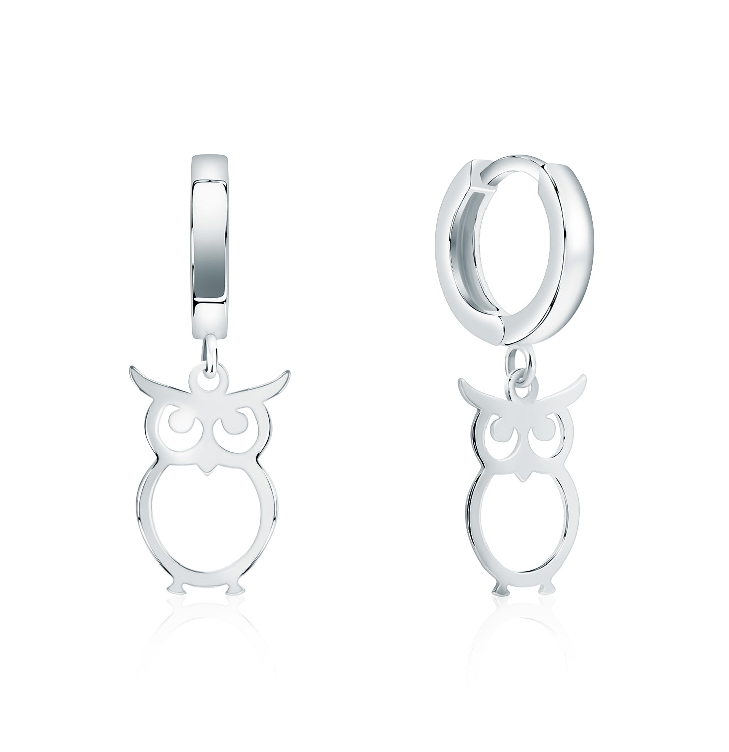 Pendientes.Plata 925 rodiada.Buho calado