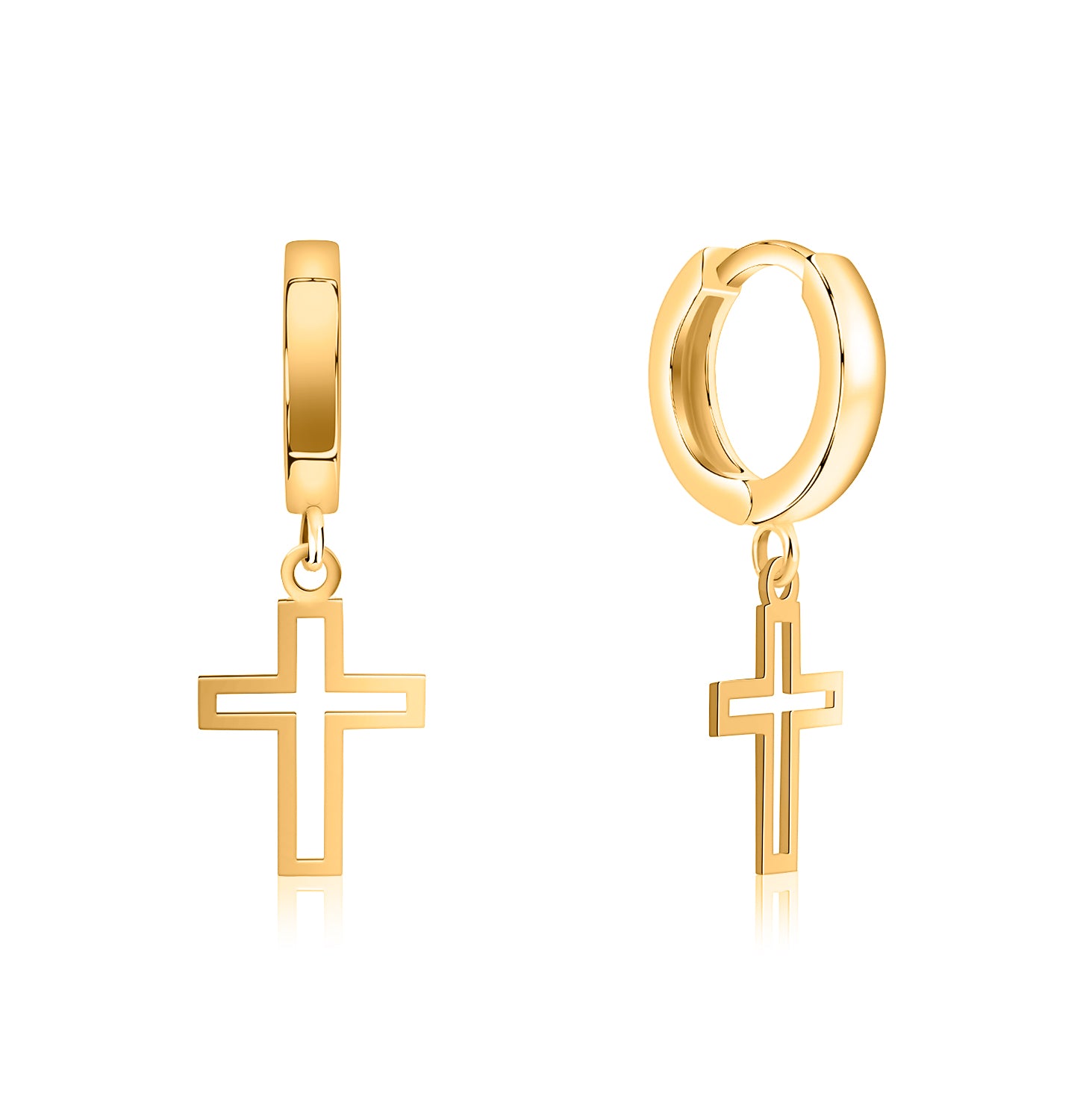 Pendientes.Plata 925 dorada.Cruz calada.