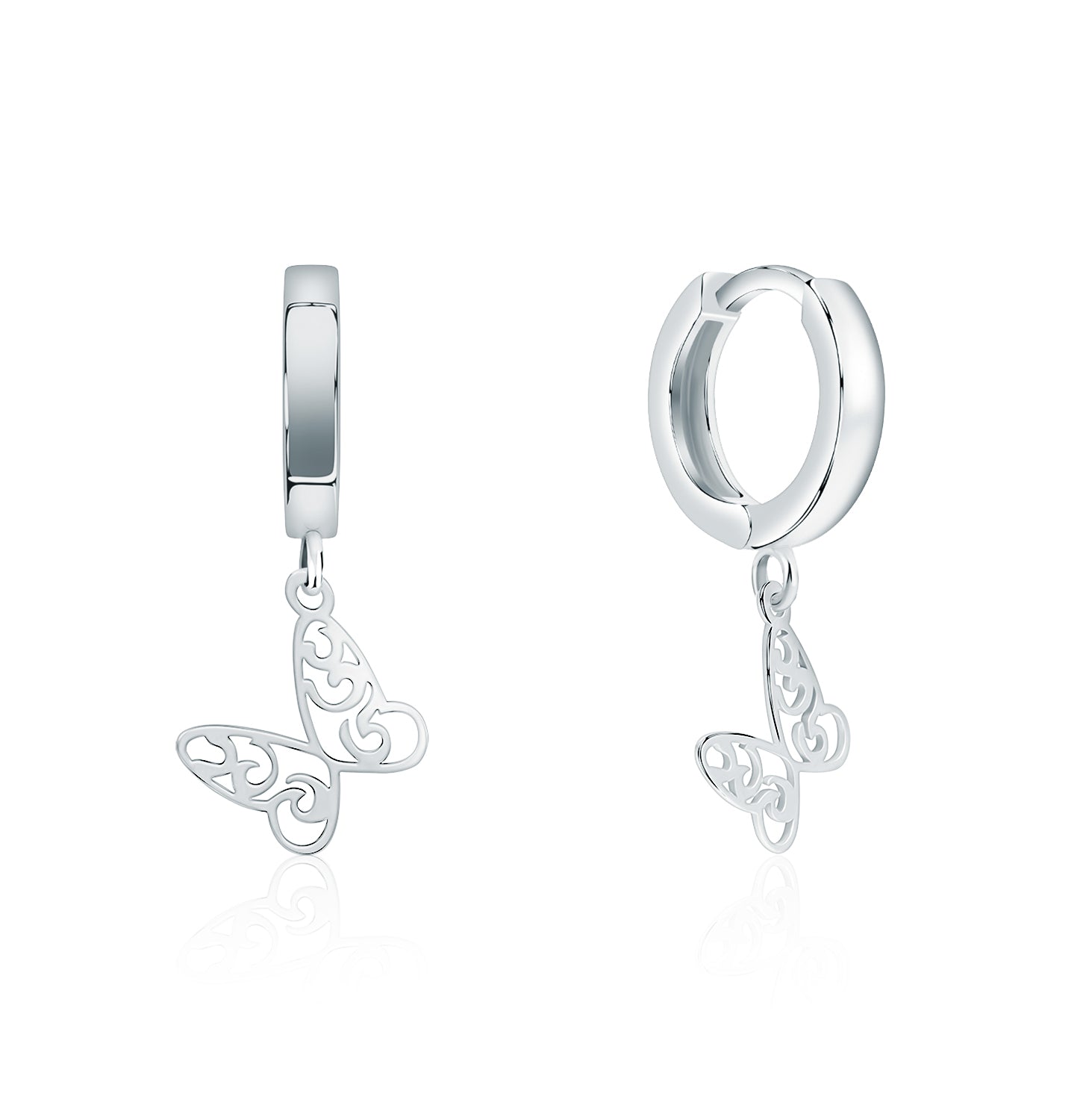 Pendientes.Plata 925 rodiada.Mariposa calada.