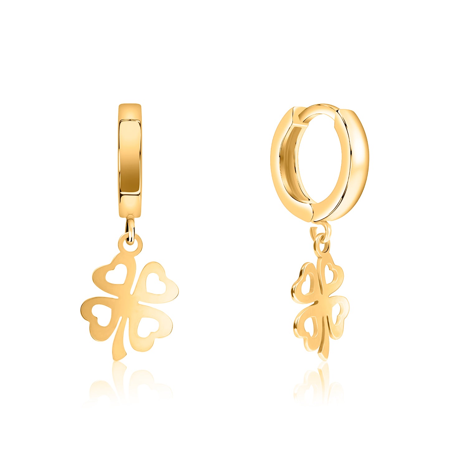 Pendientes.Plata 925 dorada.Trebol calado.