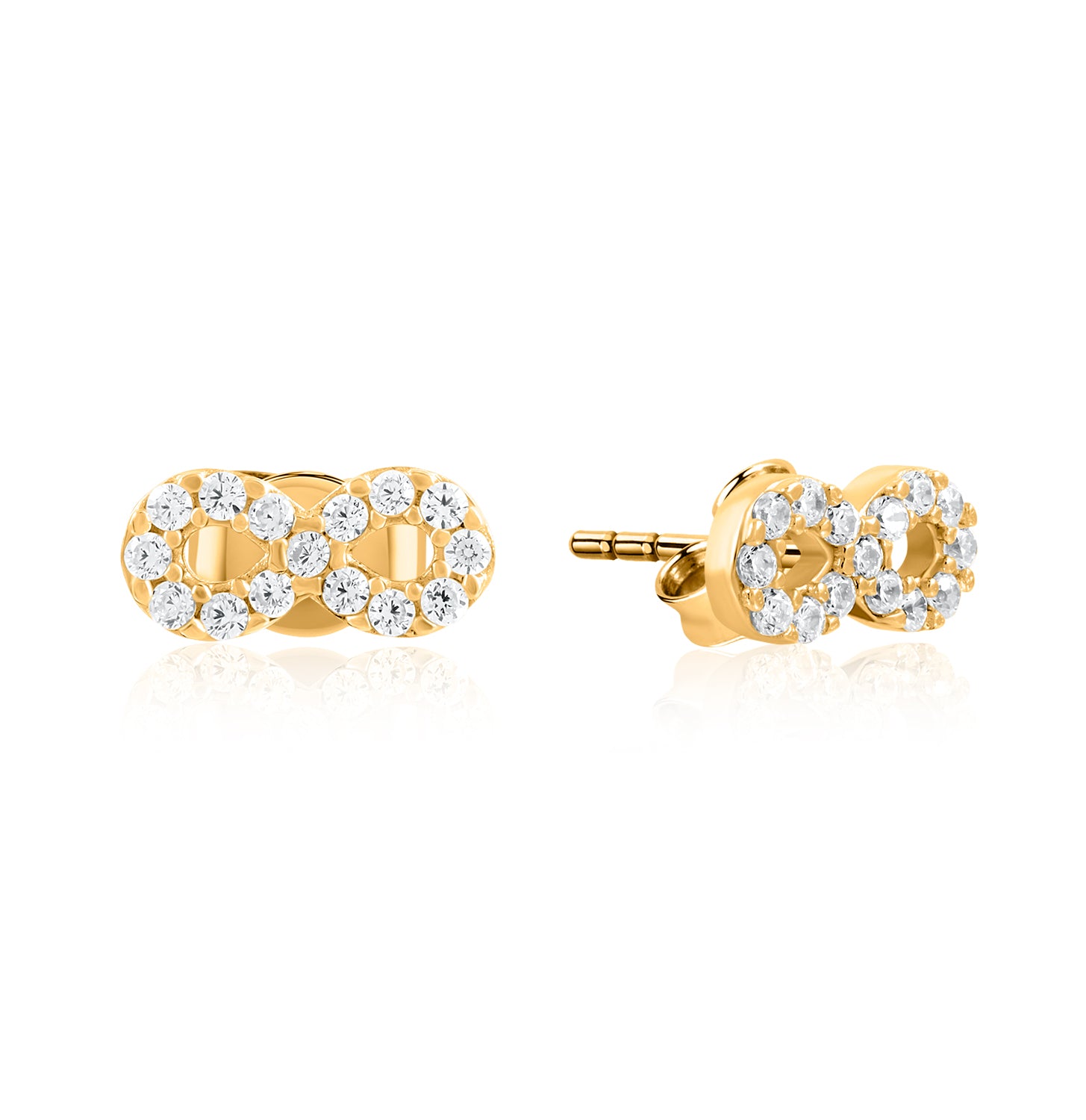 Pendientes.Plata 925 dorada.Infinito/piedras.