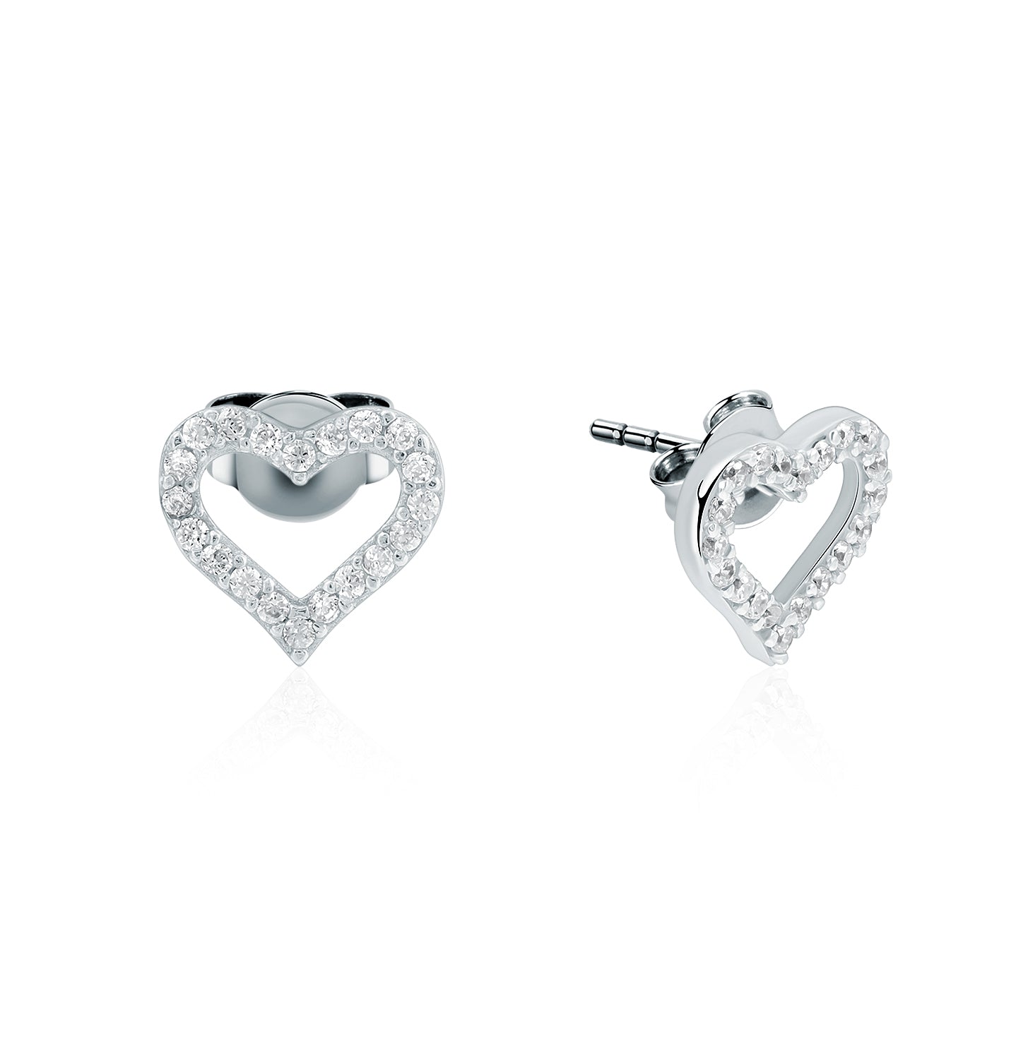 Pendientes.Plata 925 rodiada.Corazon/piedras.