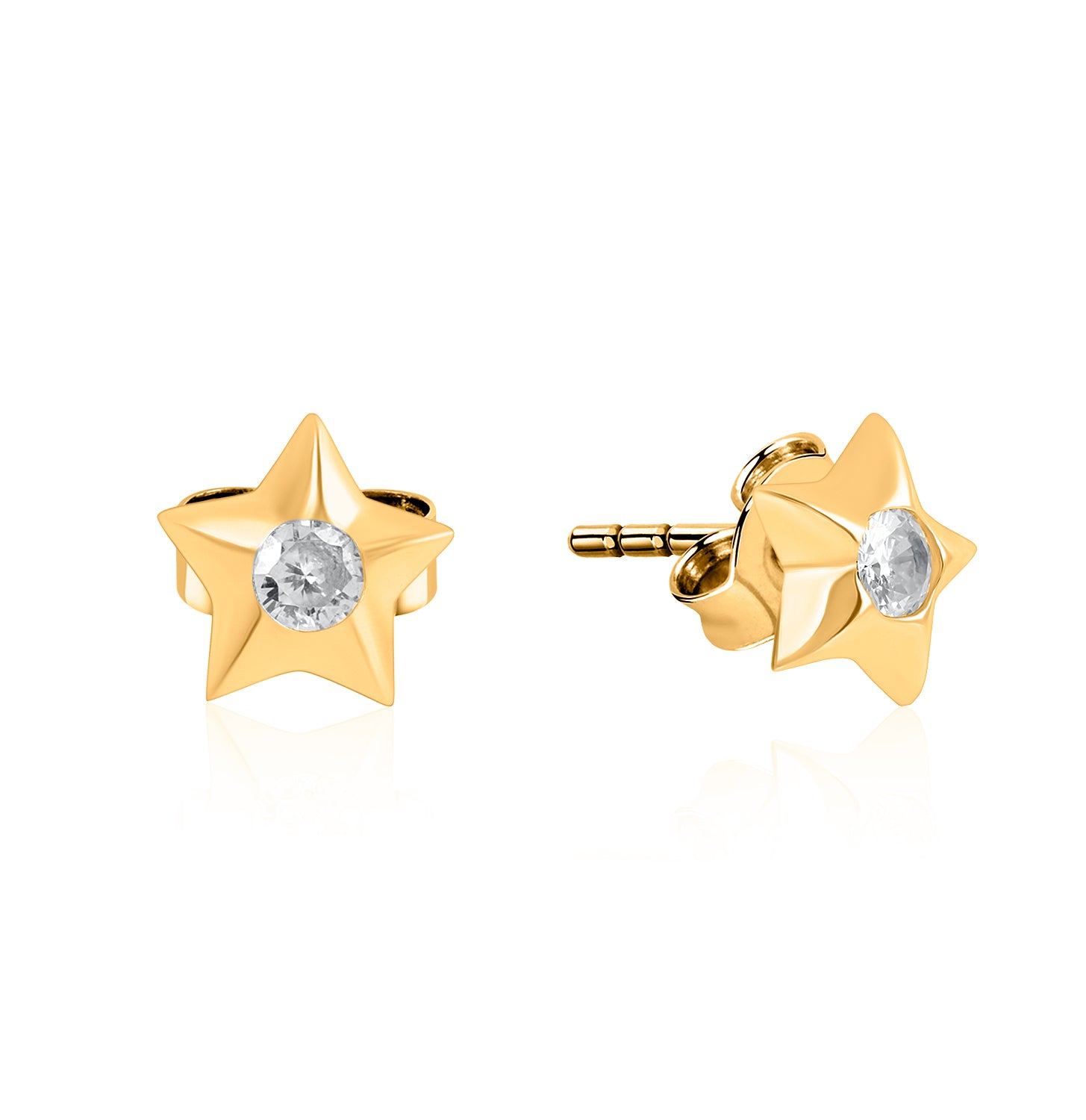 Pendientes.Plata 925 dorada.Estrella/piedra.