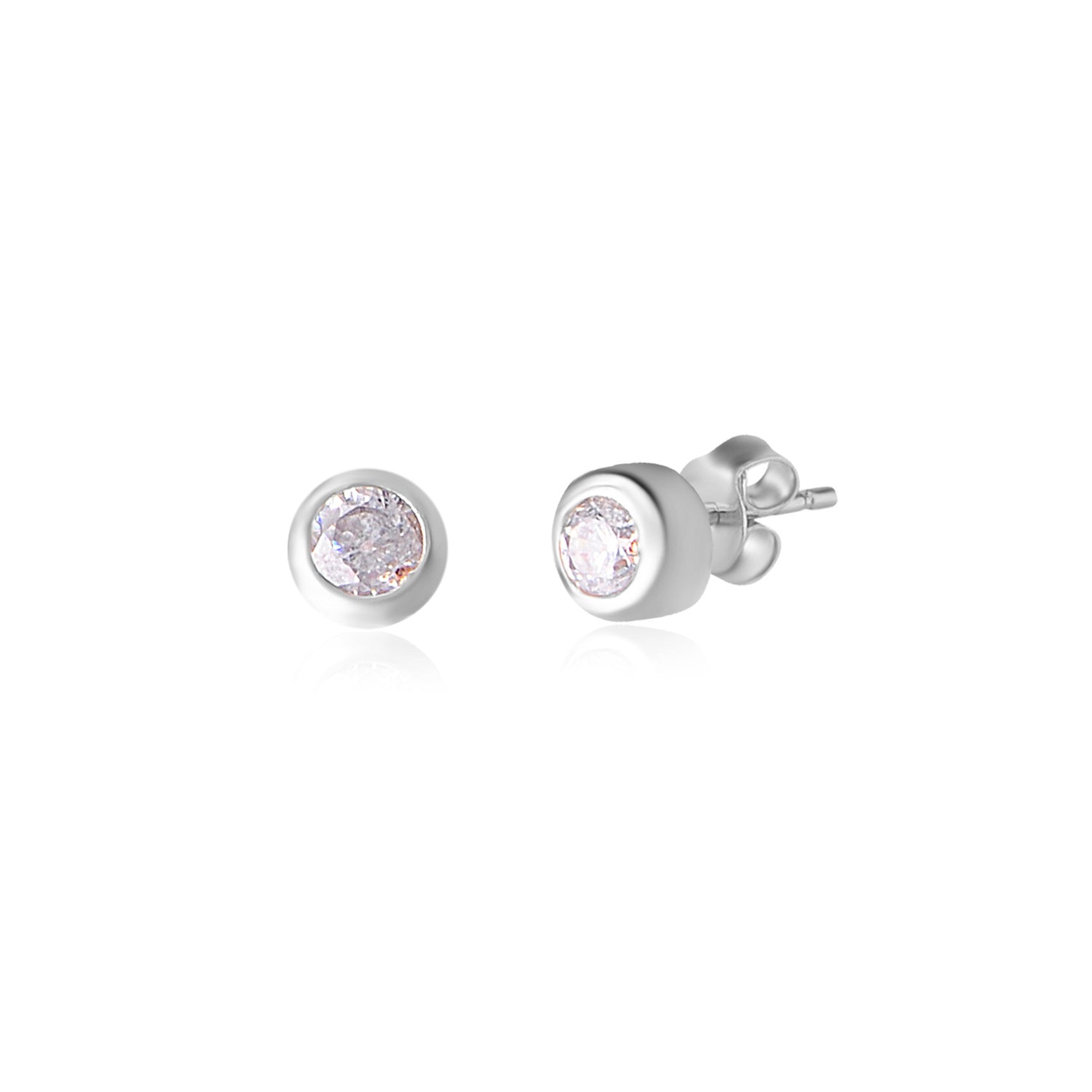 Pendientes.Plata.1 Circonitas.Rodiado circonitas.