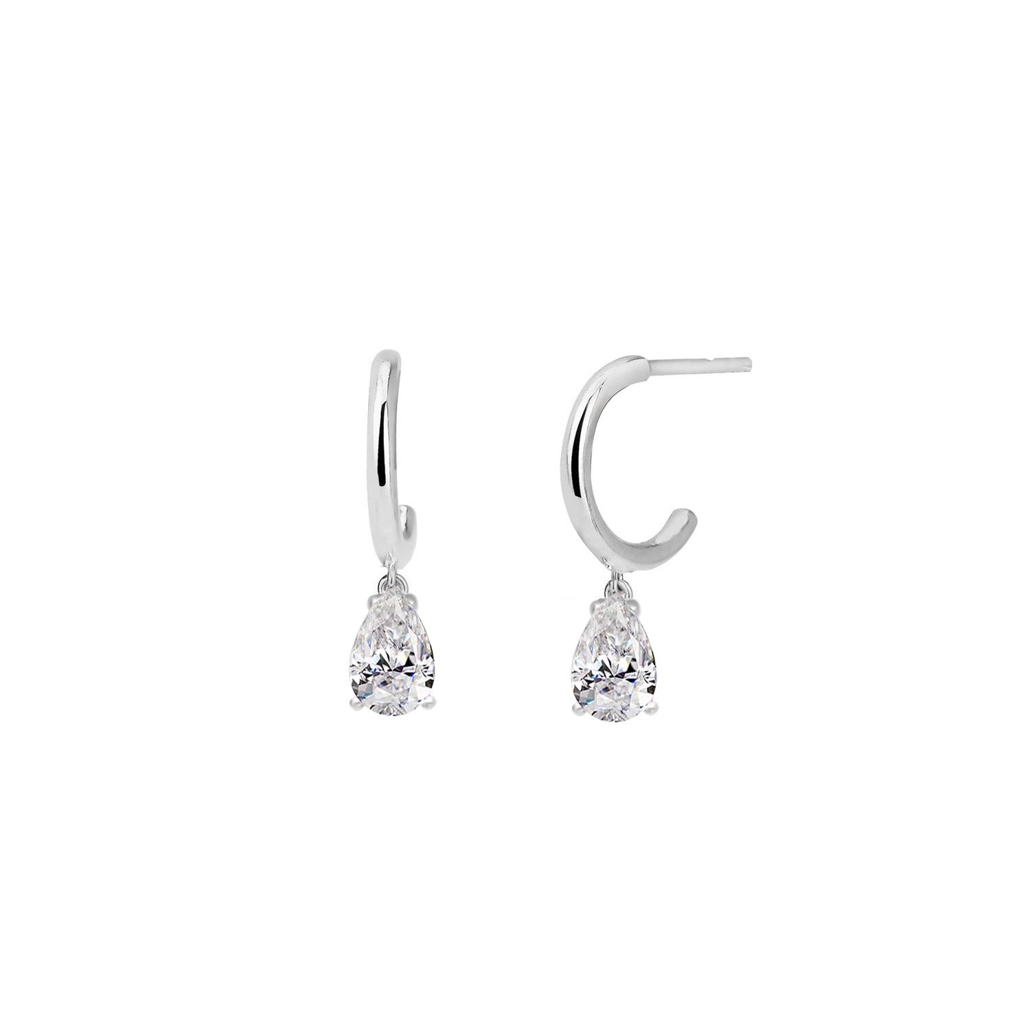 Pendientes.Plata.Lágrima.Rodiado blanca.