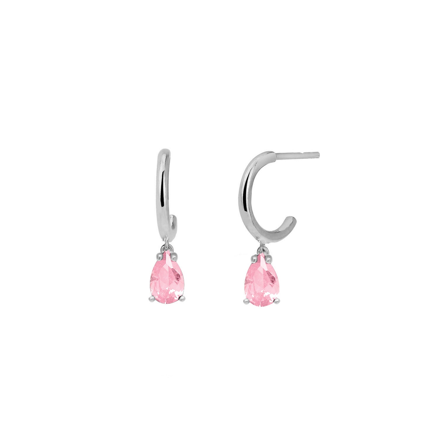 Pendientes.Plata.Lágrima.Rodiado rosa.