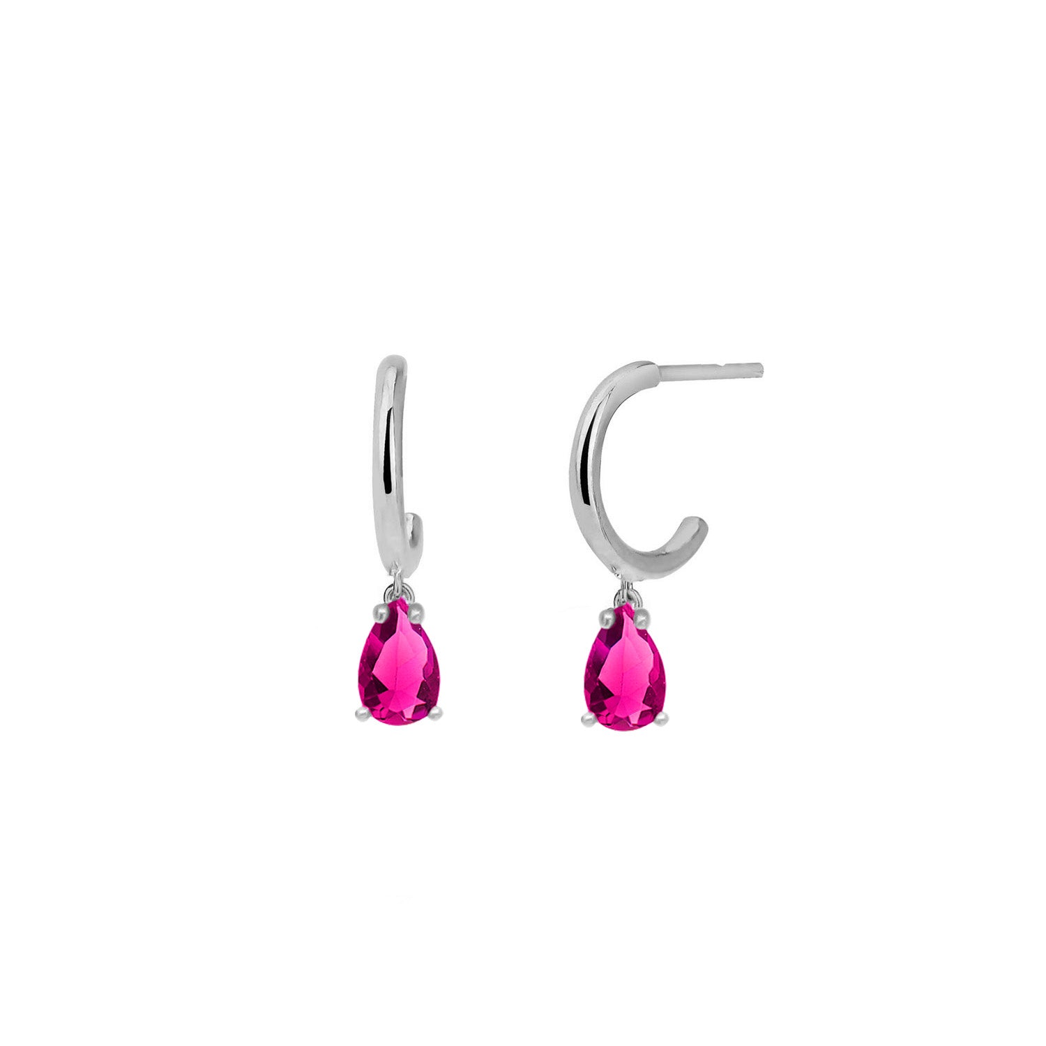 Pendientes.Plata.Lágrima.Rodiado rojo.