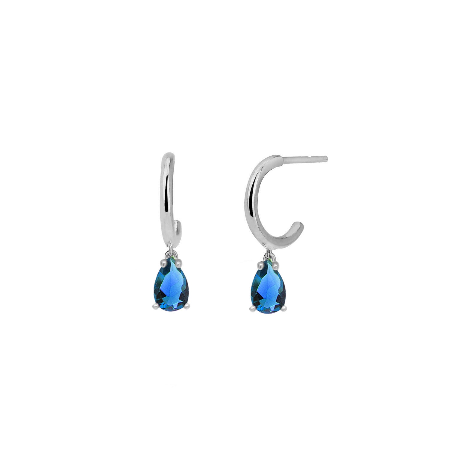 Pendientes.Plata.Lágrima.Rodiado azul.