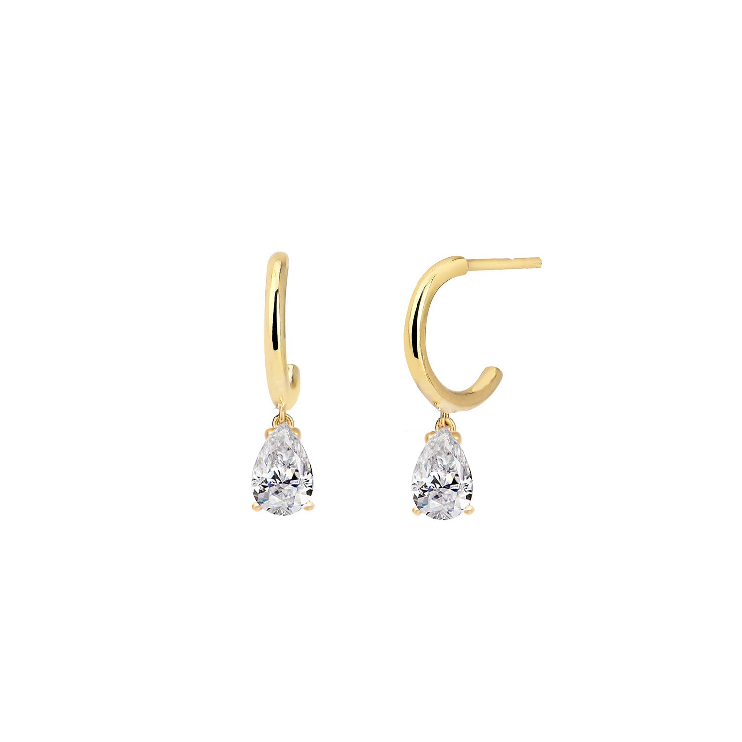 Pendientes.Plata.Lágrima.Dorado blanca.