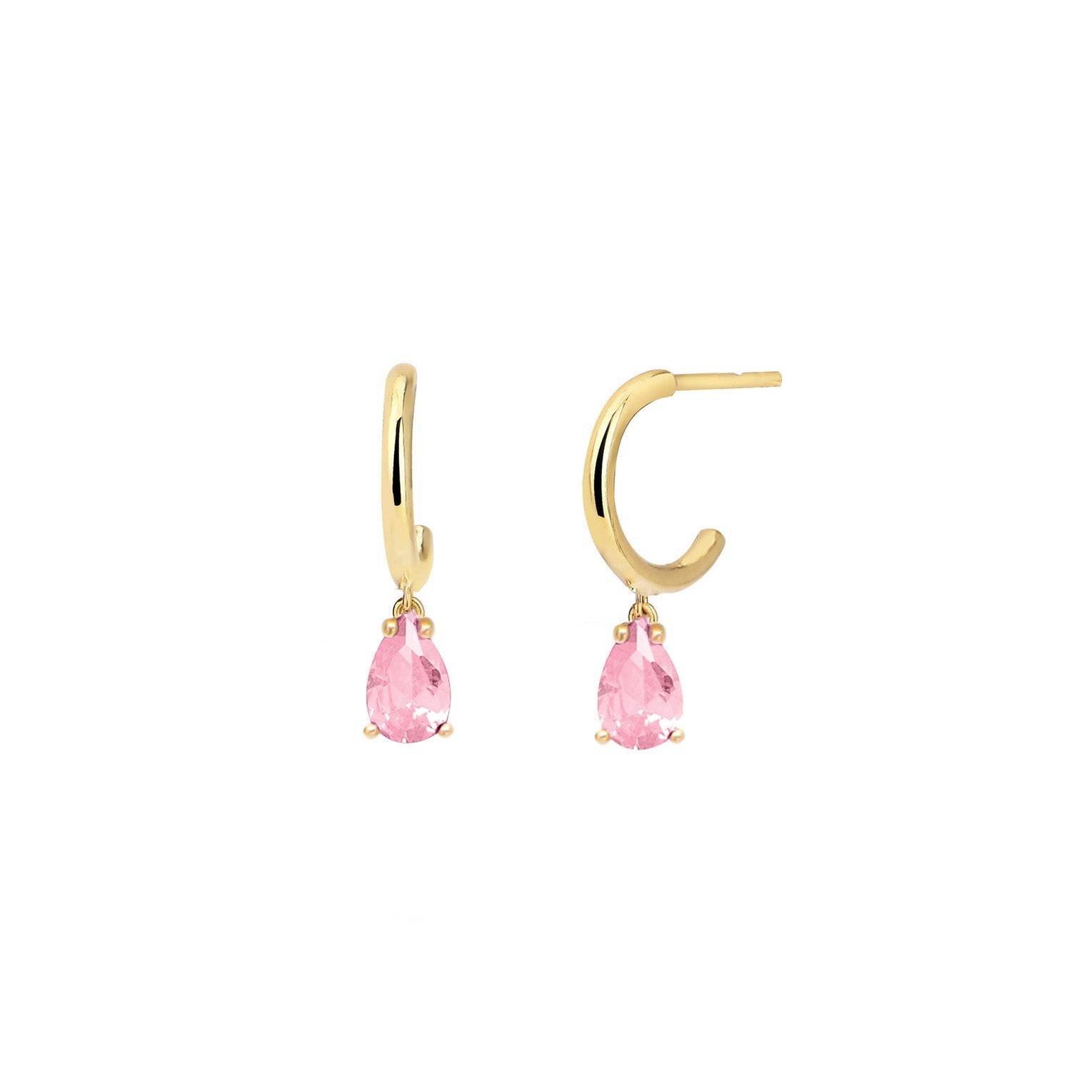 Pendientes.Plata.Lágrima.Dorado rosa.