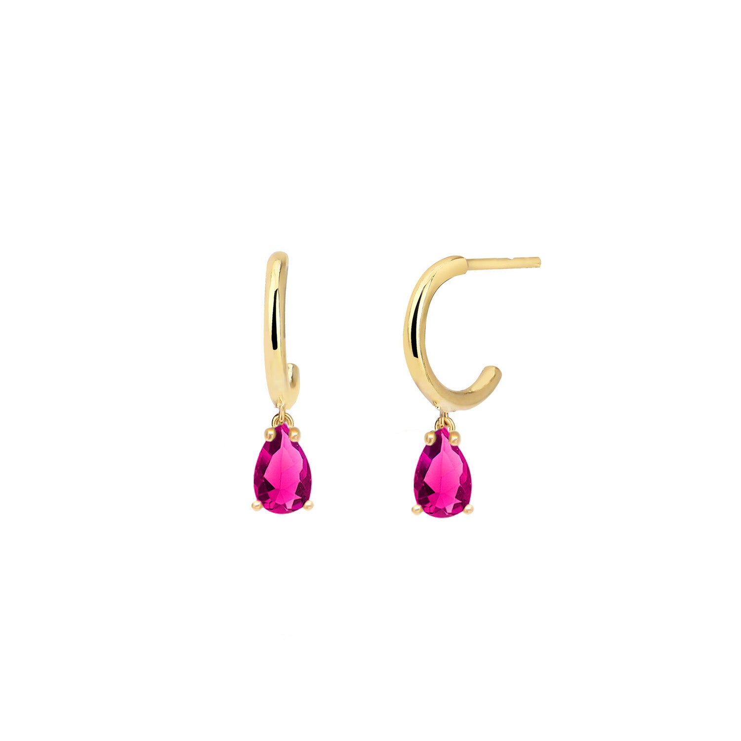 Pendientes.Plata.Lágrima.Dorado rojo.