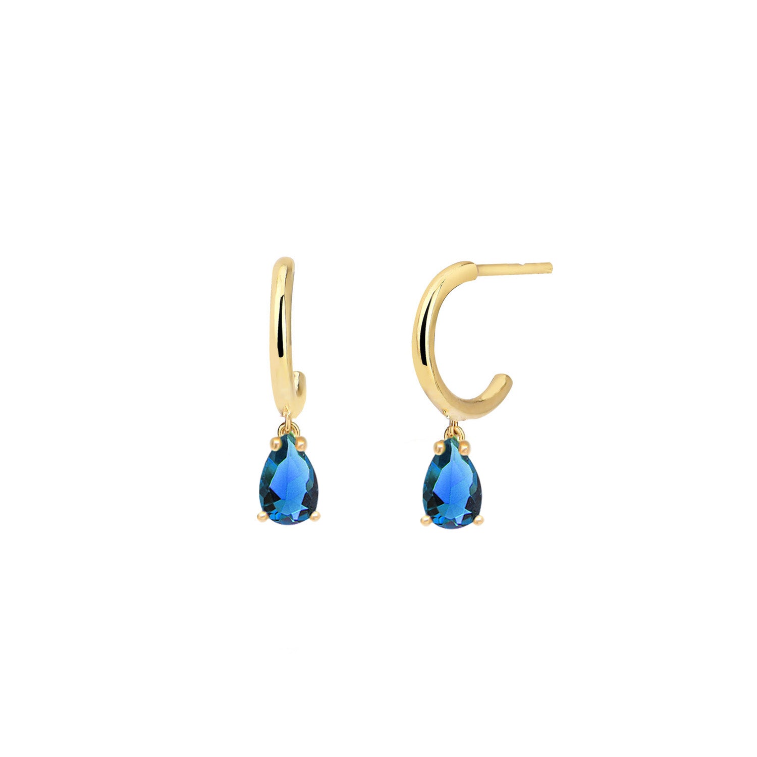 Pendientes.Plata.Lágrima.Dorado azul.