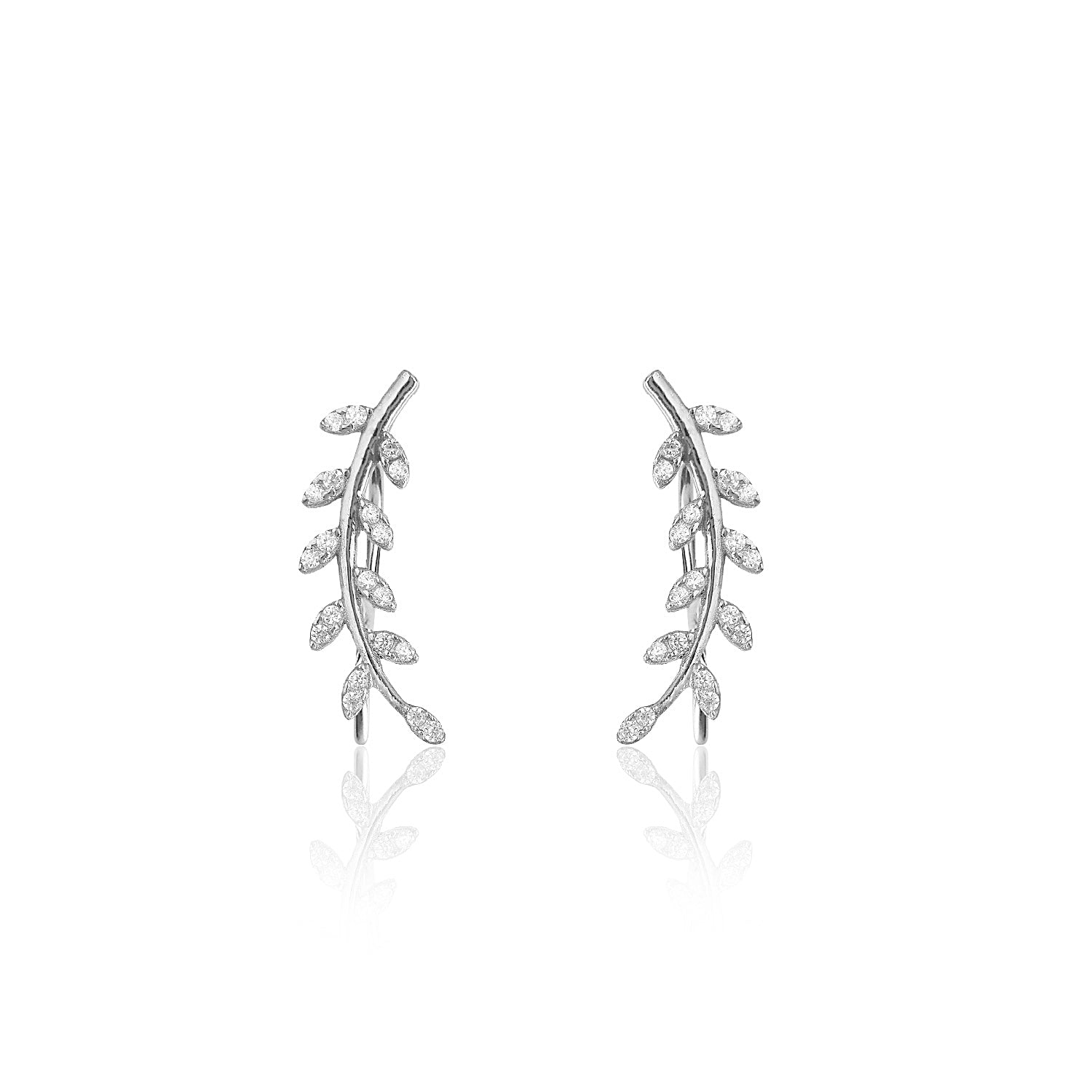 Pendientes.Plata.Rama.Rodiado blanca.
