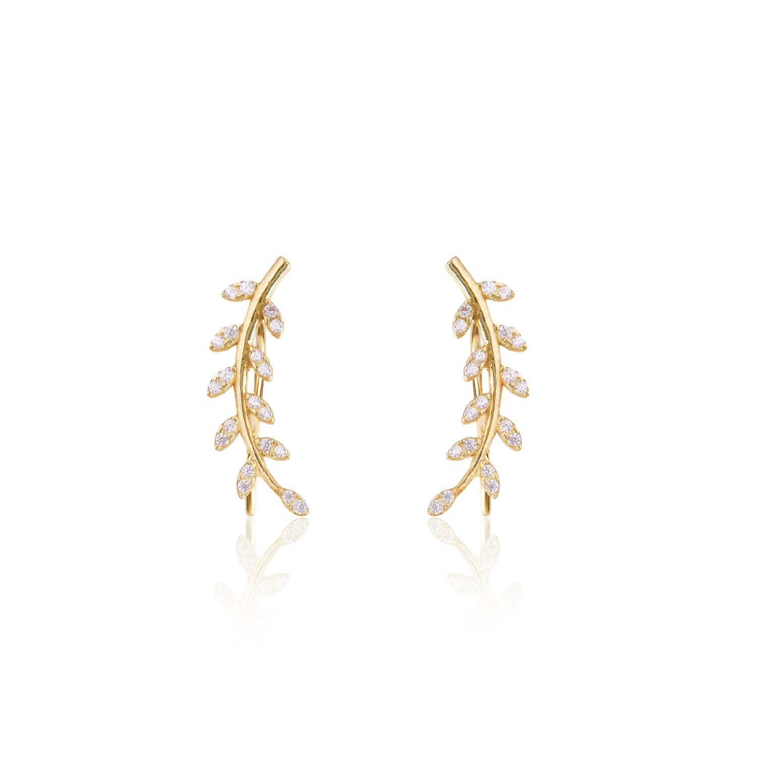 Pendientes.Plata.Rama.Dorado blanca.