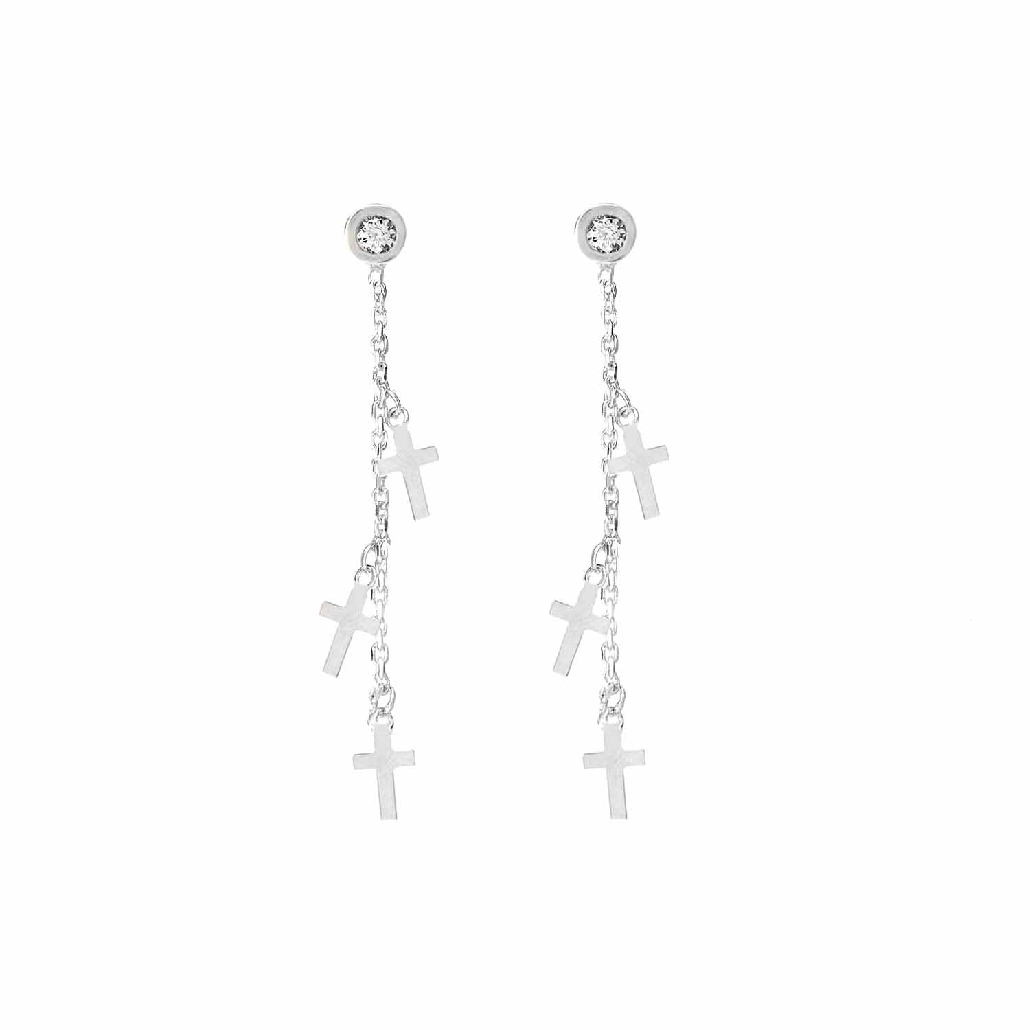 Pendientes 3,5Cm.Plata.Rodiado cruces.