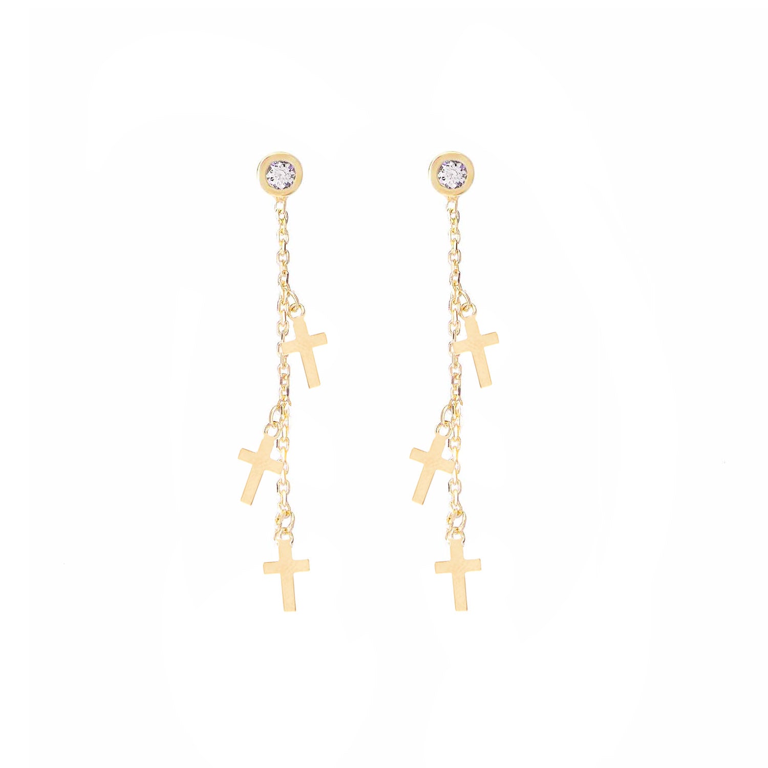 Pendientes 3,5Cm.Plata.Dorado cruces.