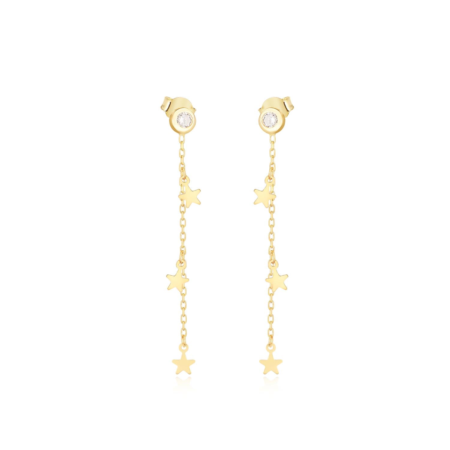 Pendientes 3,5Cm.Plata.Dorado estrellas.