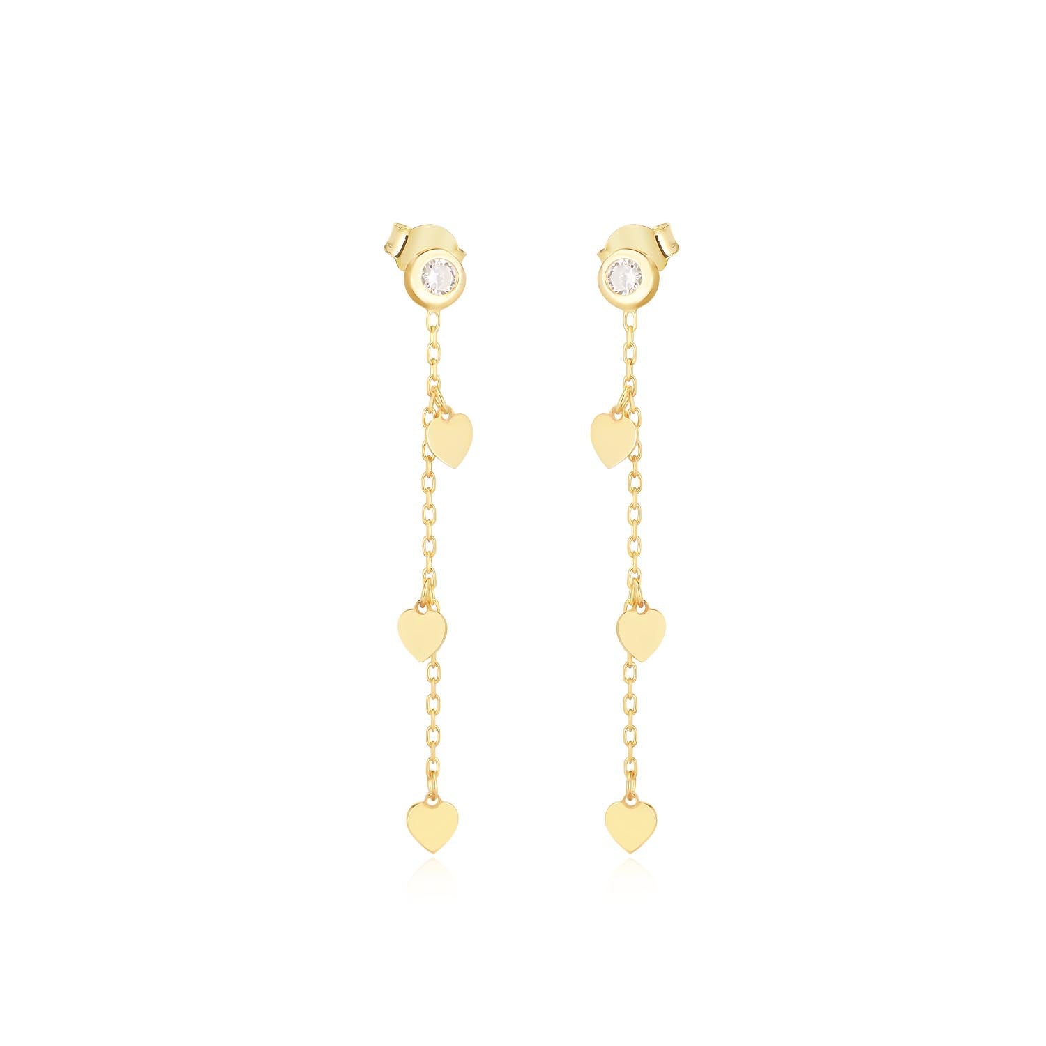 Pendientes 3,5Cm.Plata.Dorado corazones.