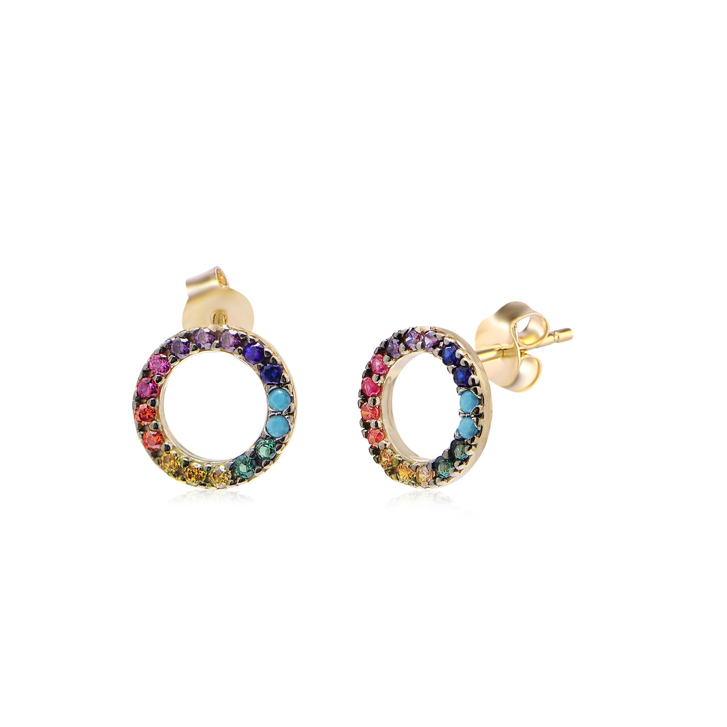 Pendientes.Plata.1 aro.Dorado multicolor
