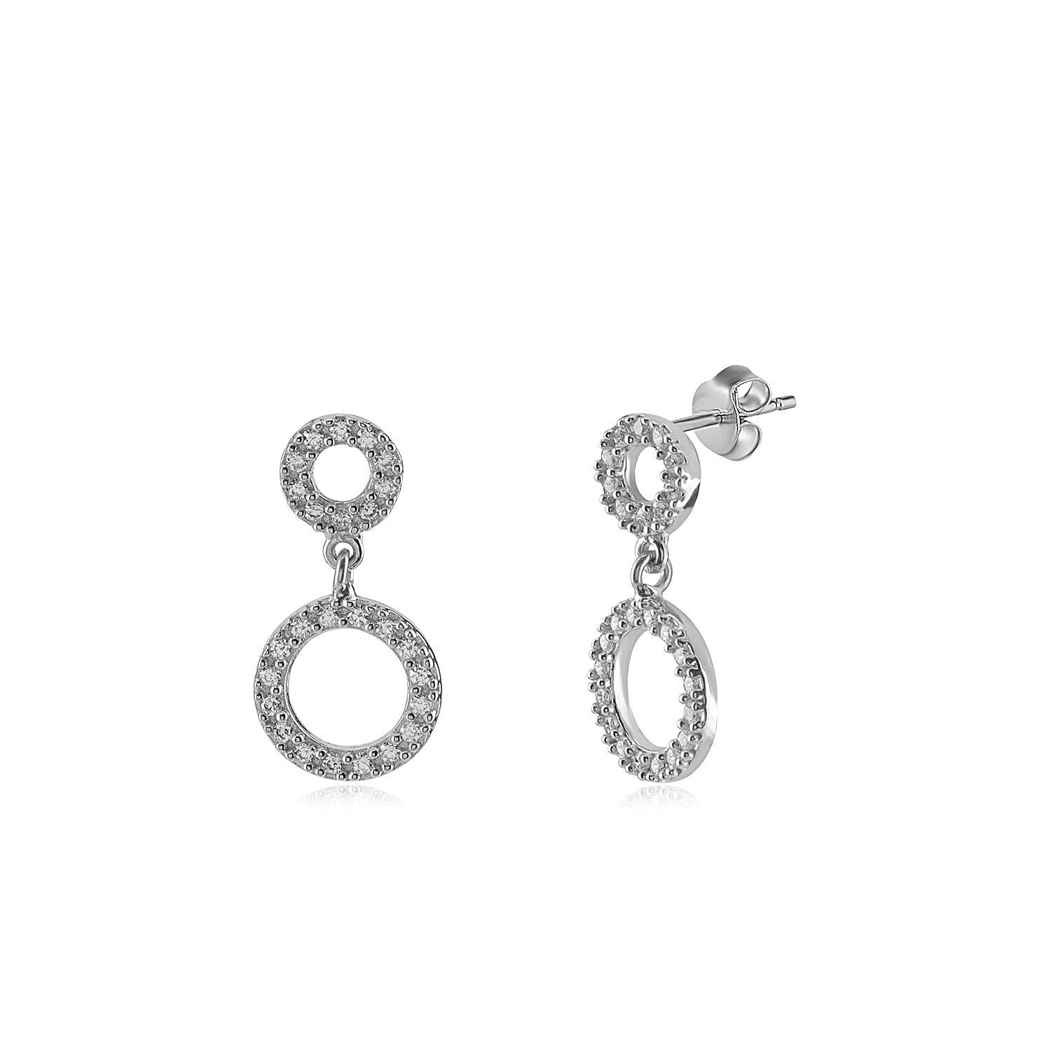 Pendientes.Plata.2 aros.Rodiado blanco.