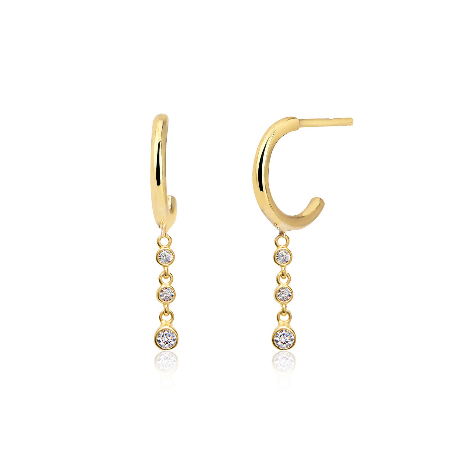 Pendientes.Plata.3 Piedras.Dorado blanco.