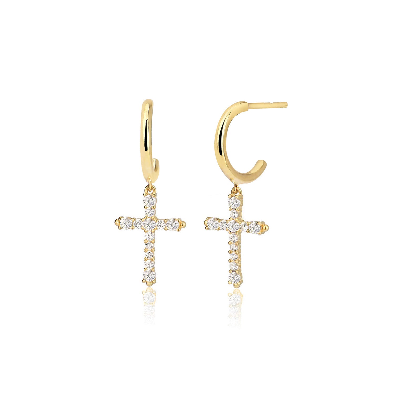 Pendientes.Plata.Cruz.piedras.Dorado blanco.