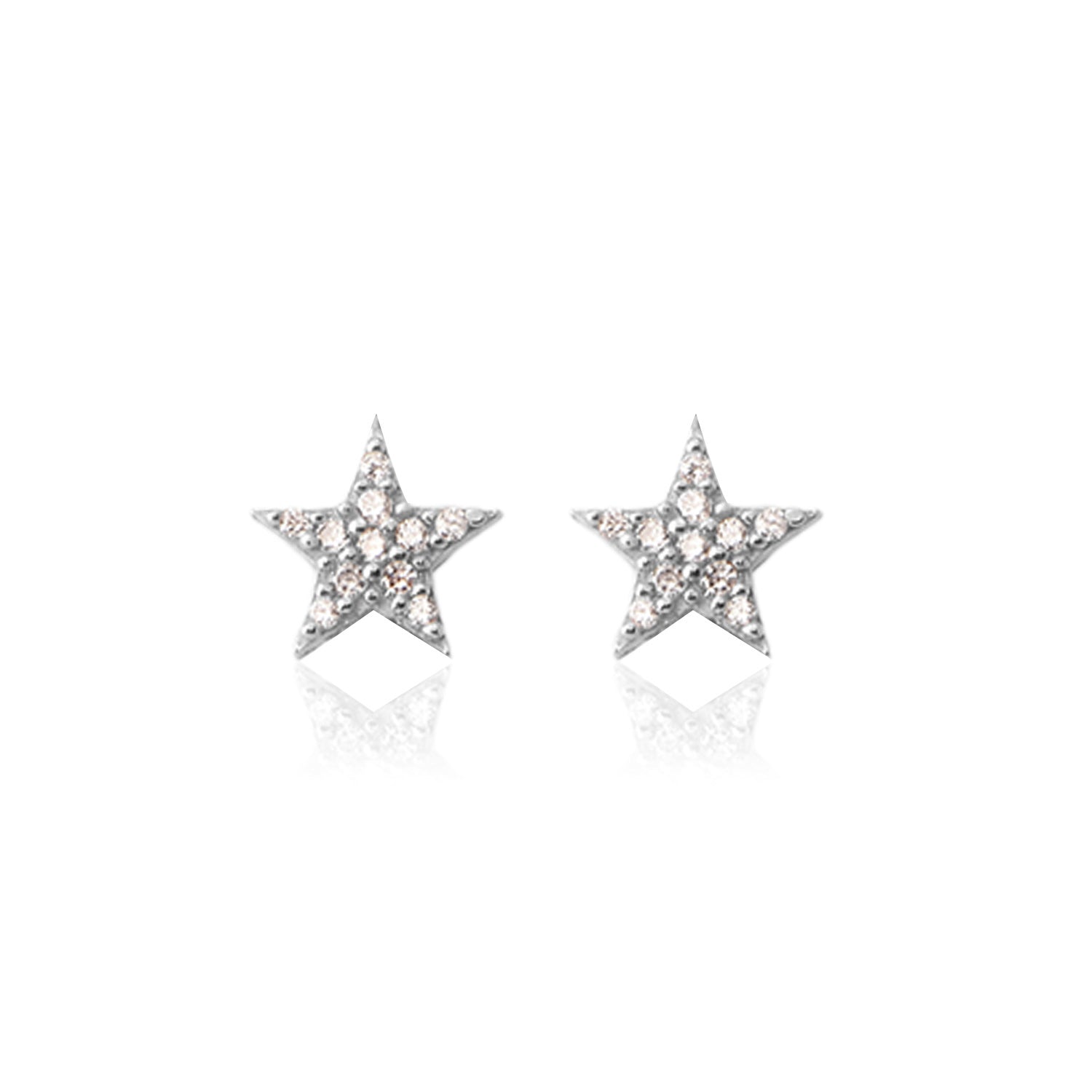 Pendiente.Plata.Estrella piedras.Rodiado blanco.